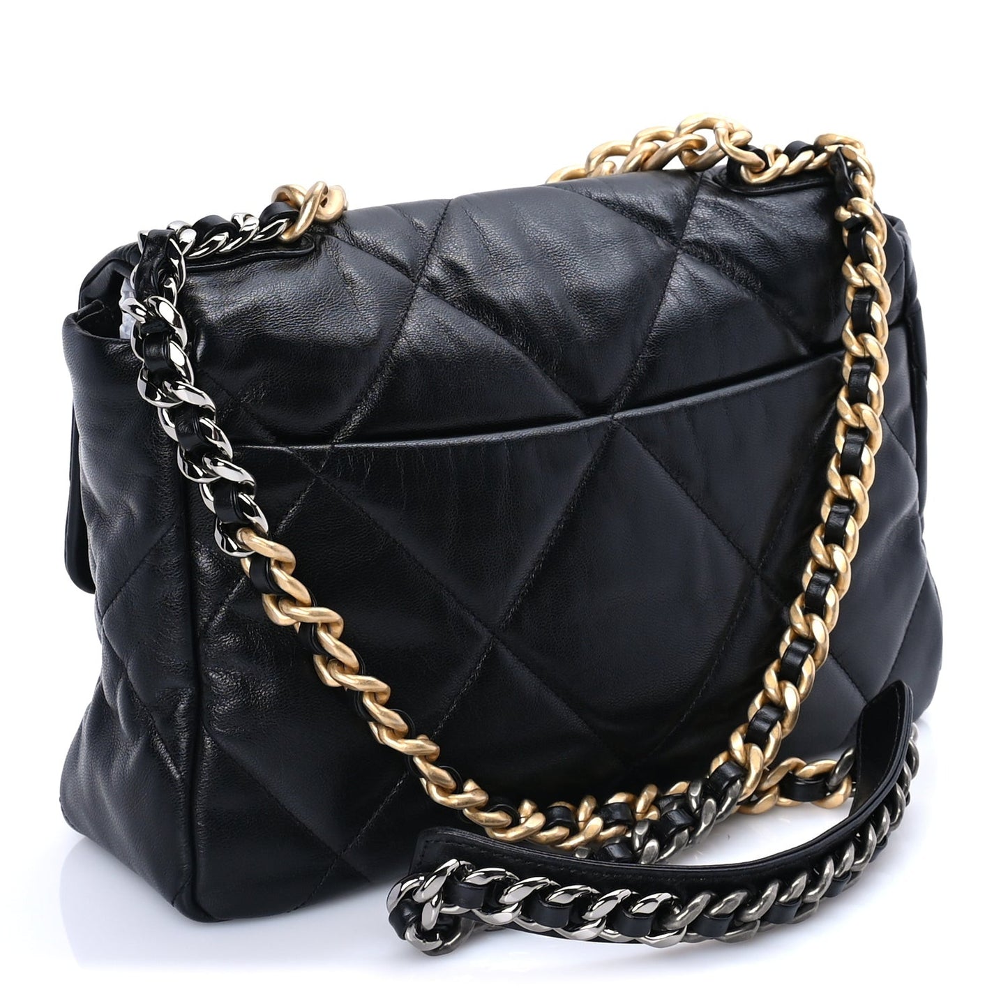 Goatskin Quilted Large  19 Flap Black