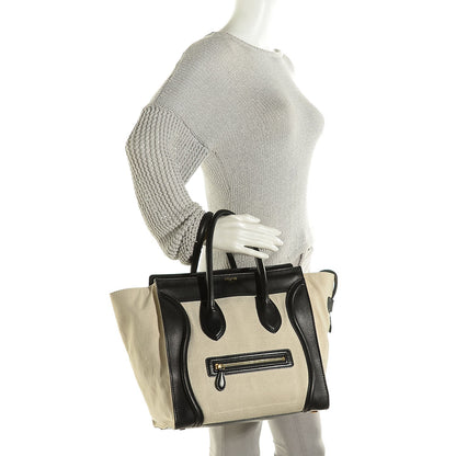 Celine Natural Canvas Smooth Calfskin Mini Luggage Tote Cream 2 of 9
