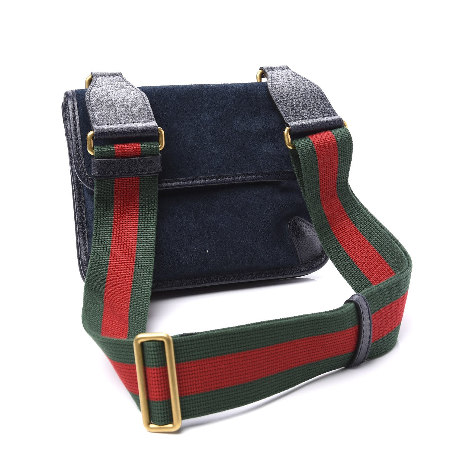 Gucci Suede Web Small Neo Vintage Double Flap Messenger Bag Blue 2 of 11