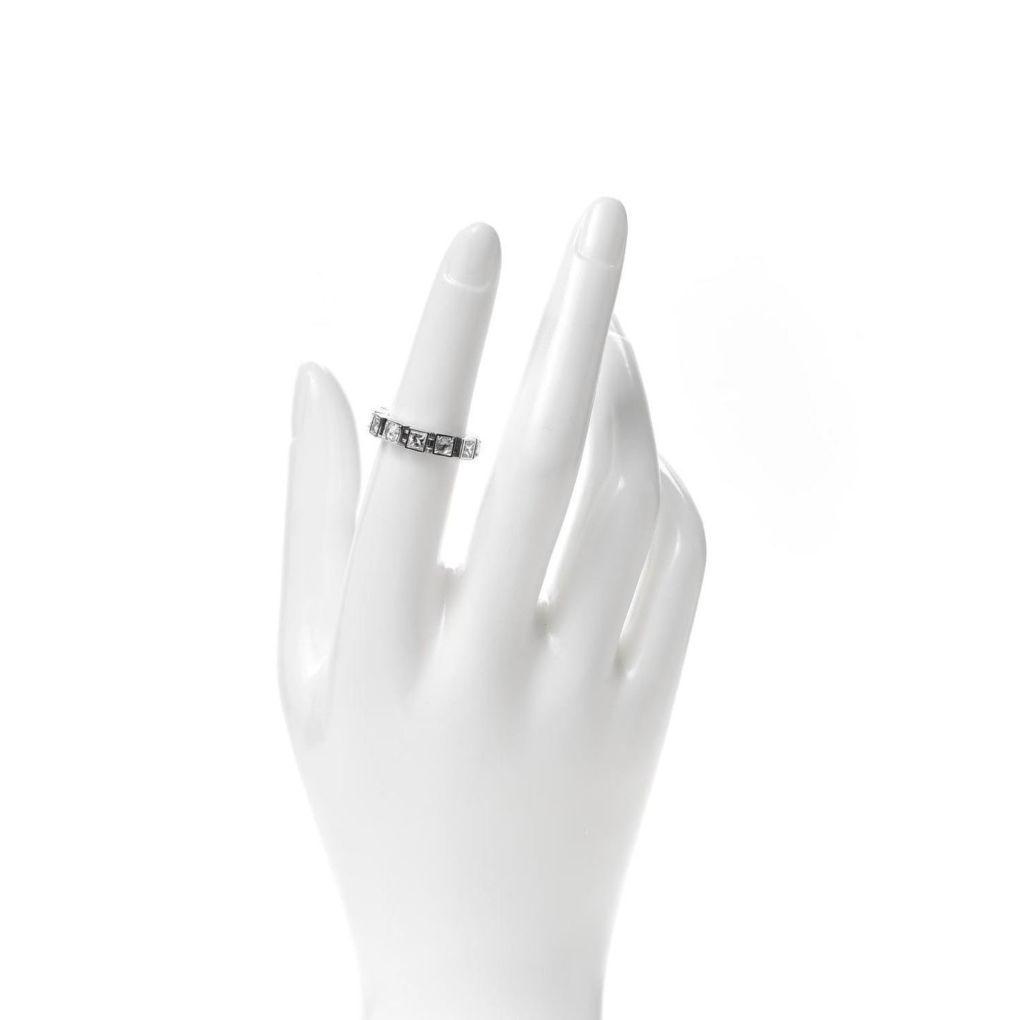 18K White Gold Diamond T Line Band Ring 49 5