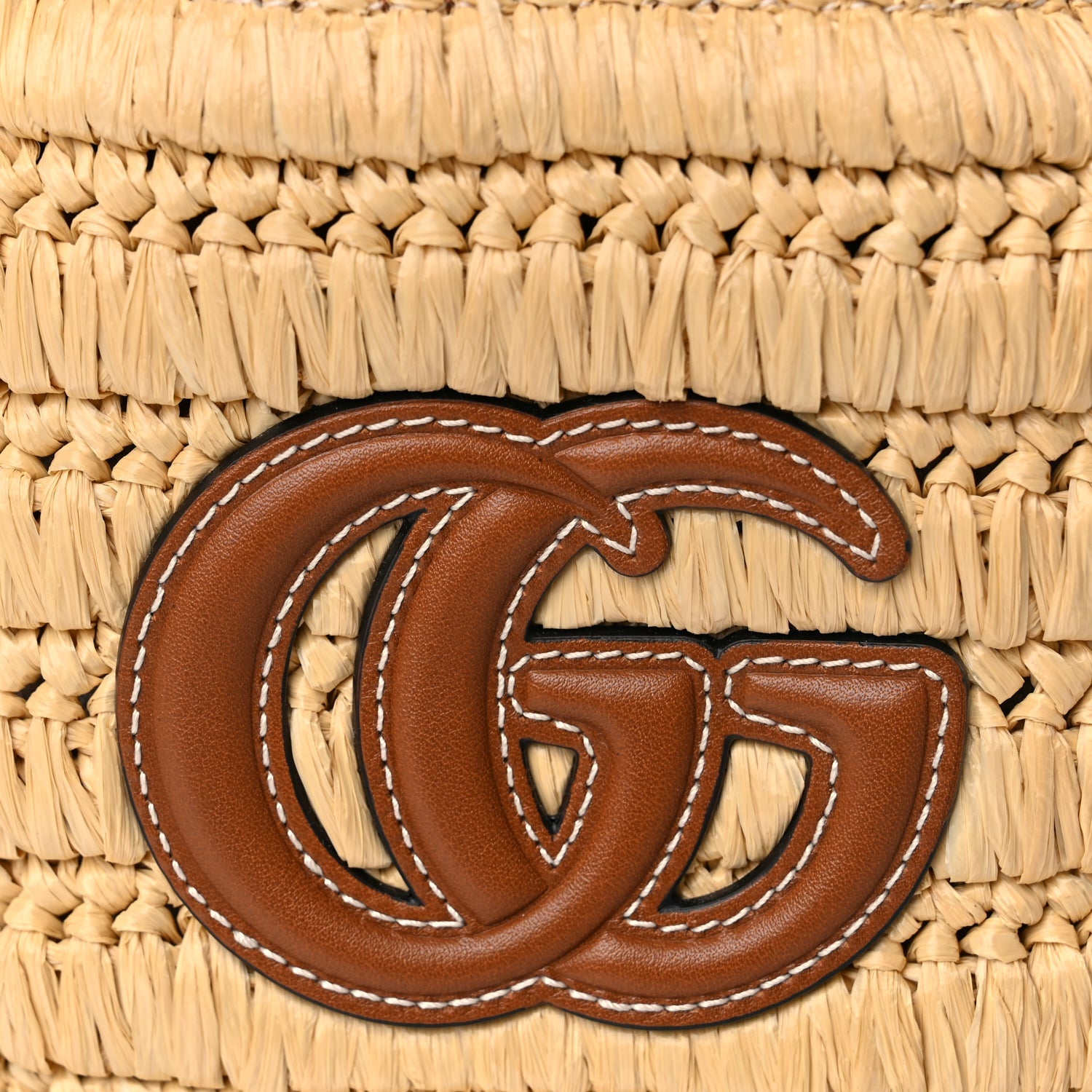 Gucci Raffia Calfskin Woven Mini Bucket Bag Brown 6 of 8