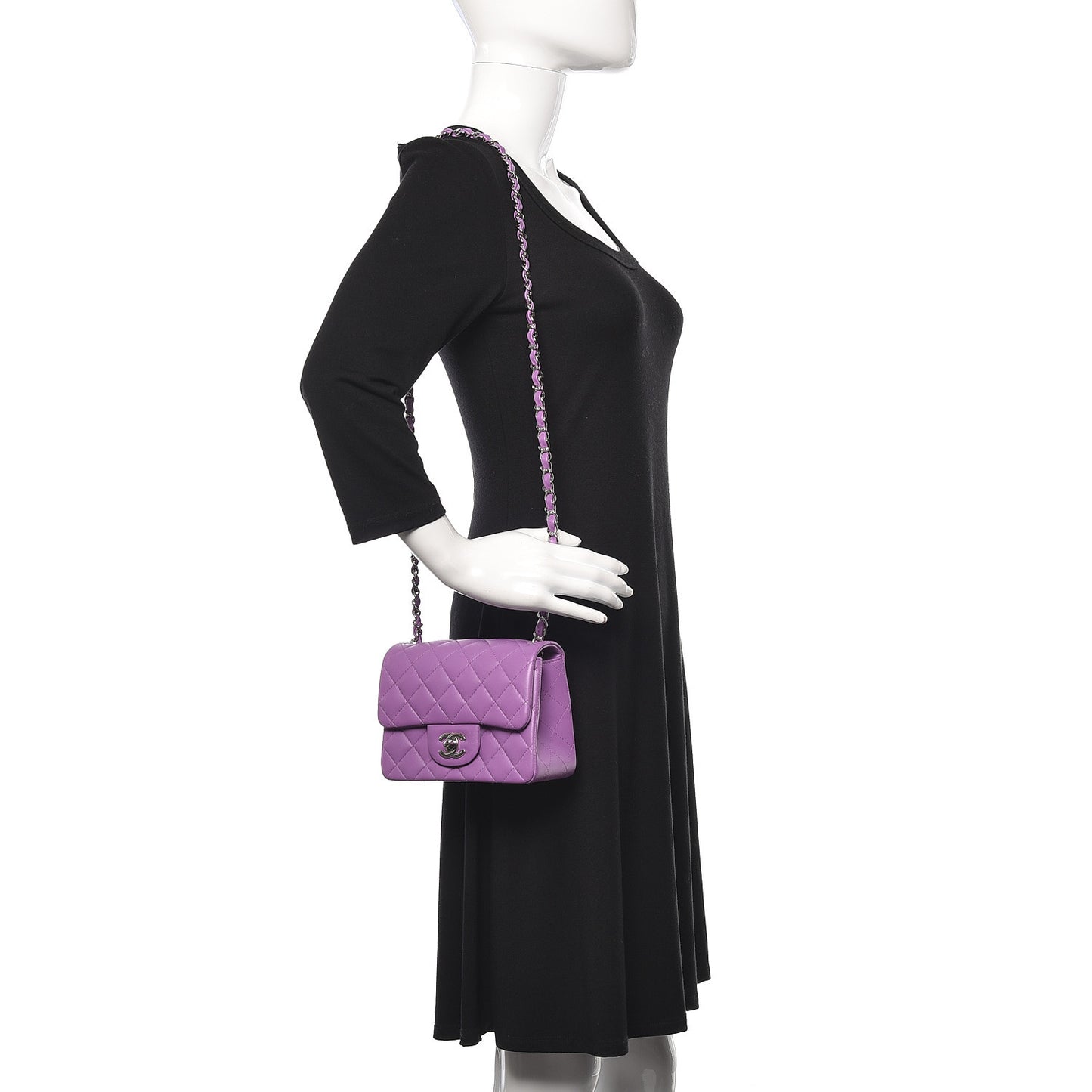 Lambskin Quilted Mini Square Flap Purple