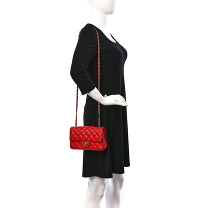 Chanel Lambskin Quilted Mini Rectangular Flap Red 2 of 14