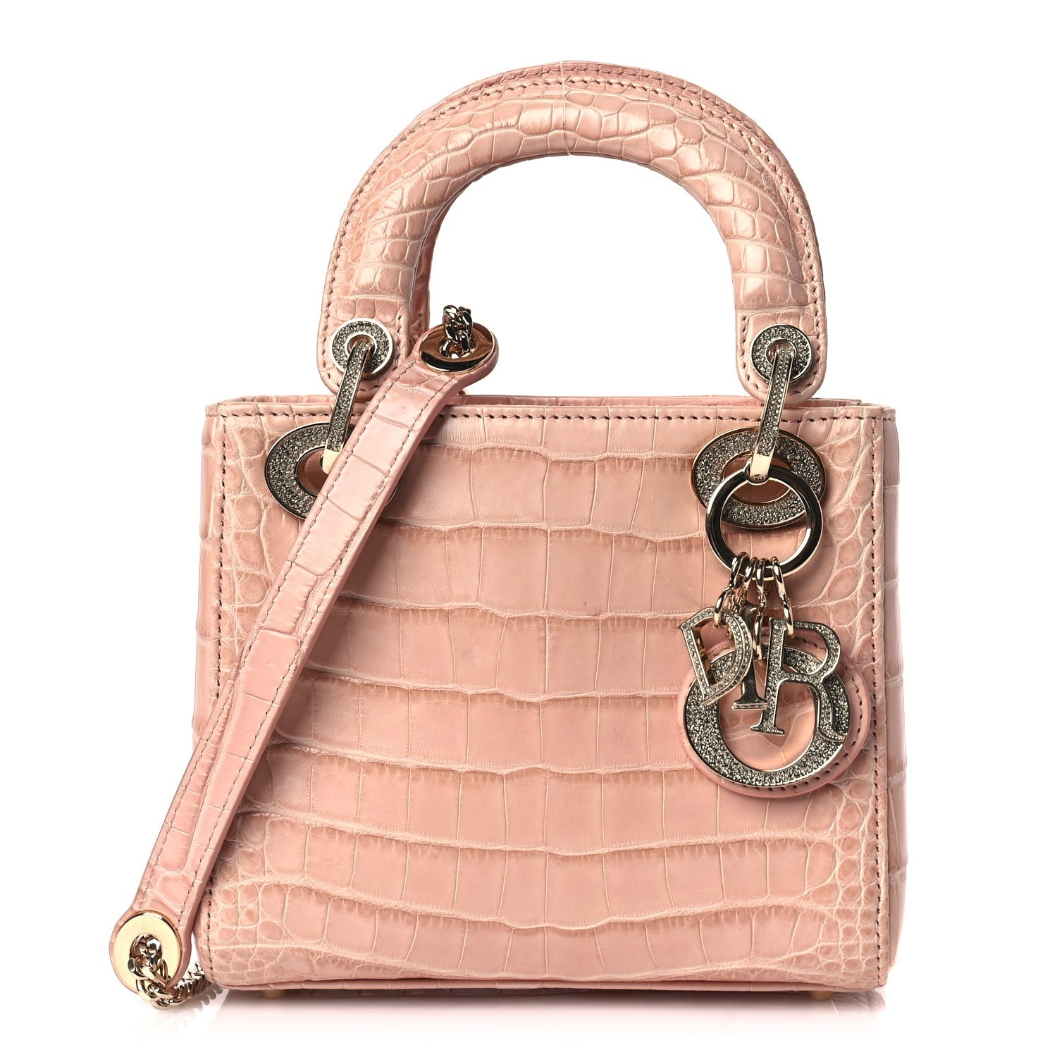 Christian Dior Alligator Crystal Mini Lady Dior Light Pink 1 of 8