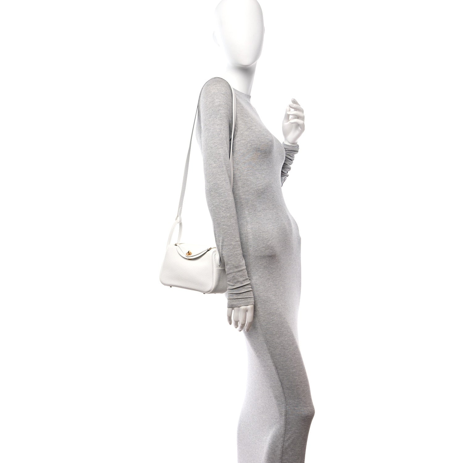 Hermes Taurillon Clemence Mini Lindy 20 New White 2 of 11