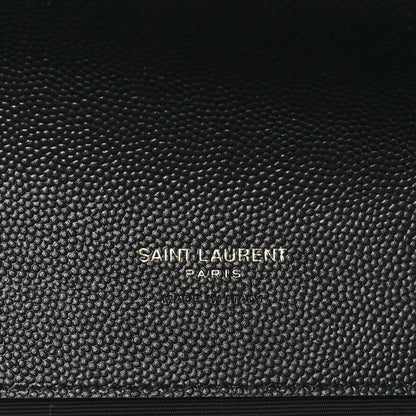 Saint Laurent Grain De Poudre Matelasse Chevron Monogram Envelope Clutch Black 6 of 11