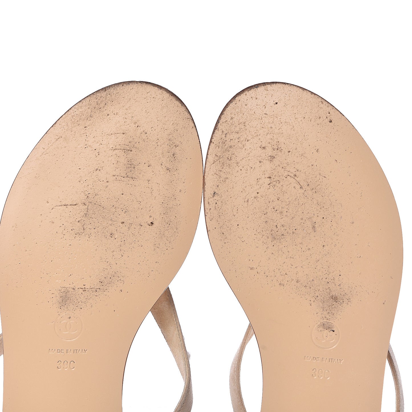 Suede Pearl Thong Sandals 39 Beige
