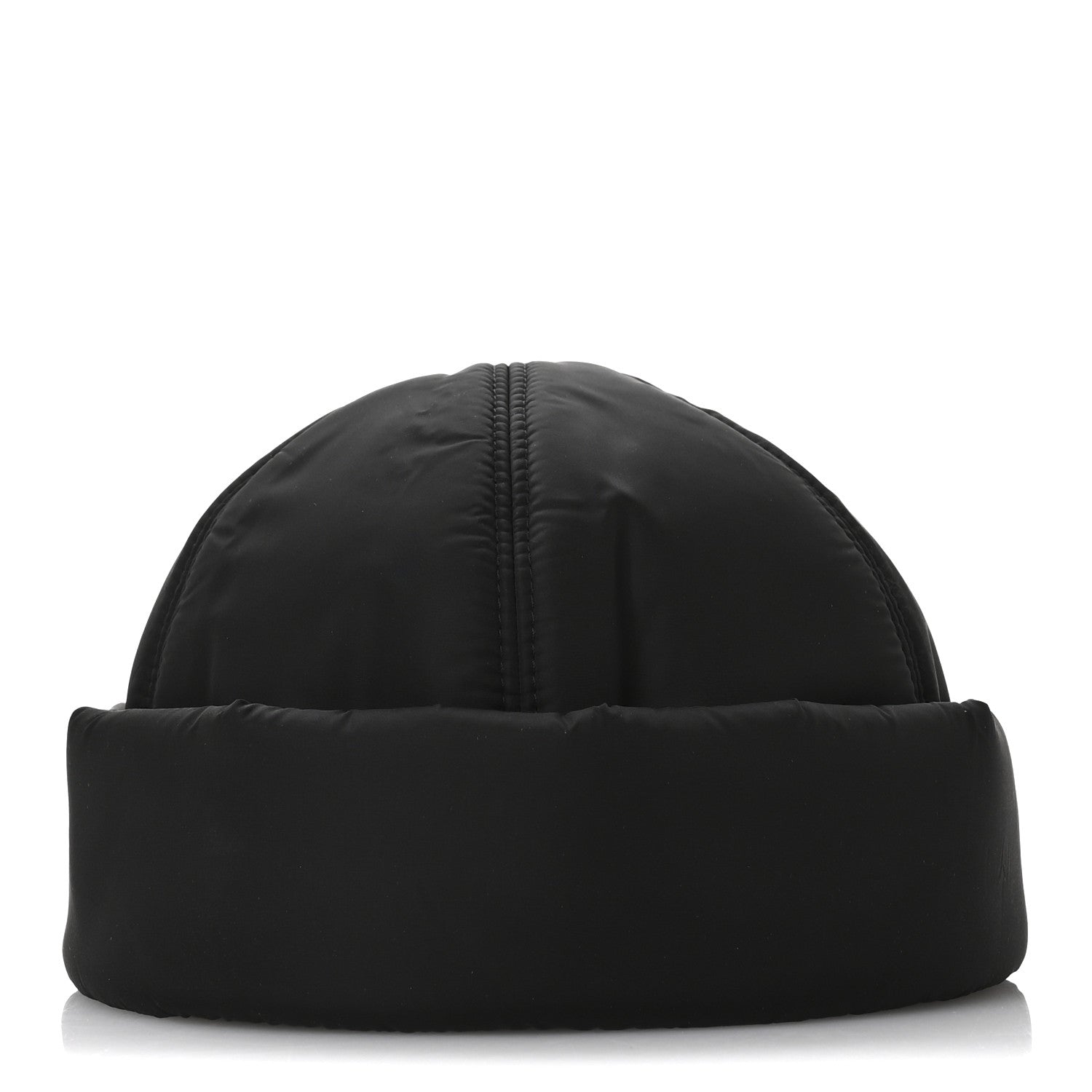 Prada Re-Nylon Padded Metal Triangle Logo Mens Beanie M Black 6 of 9