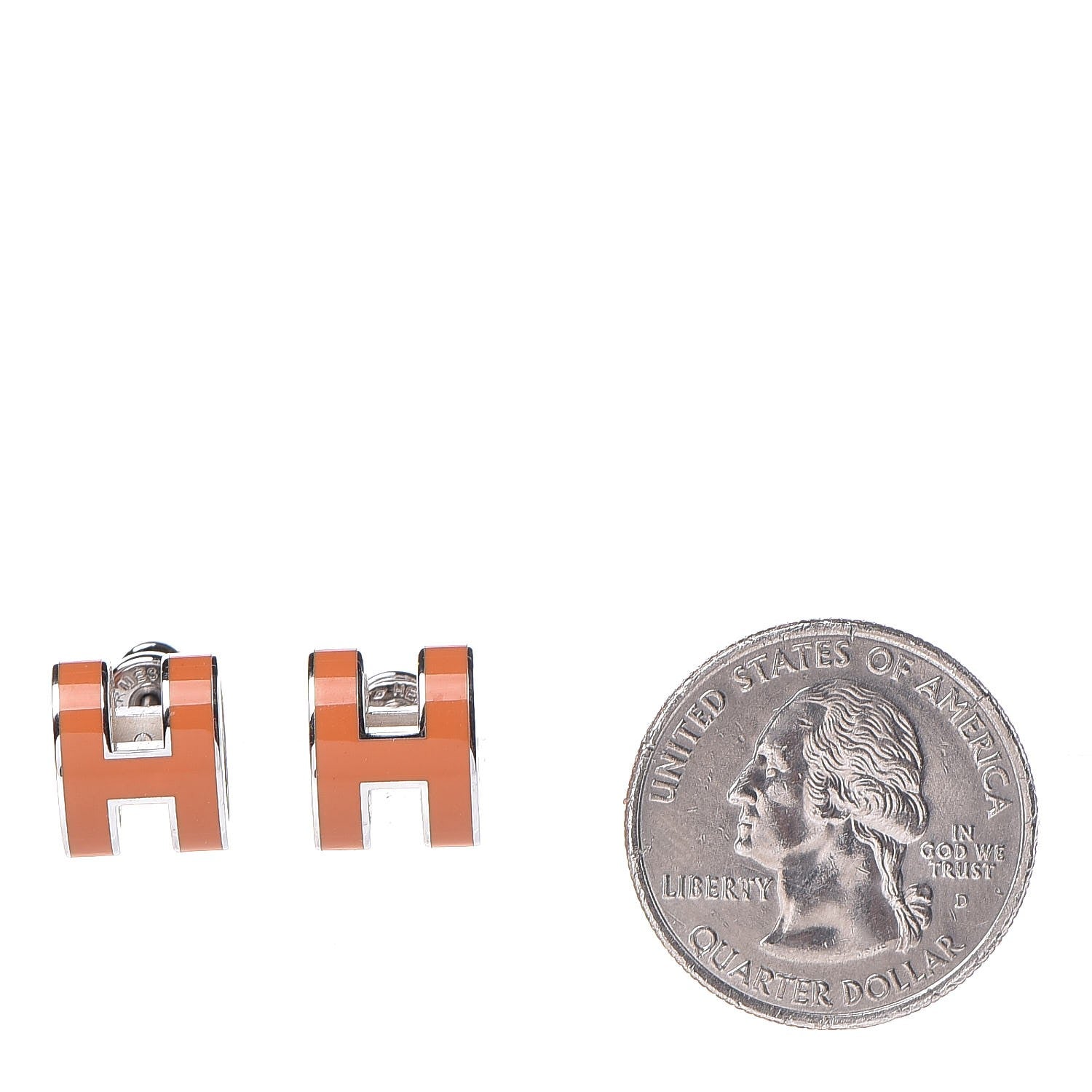 Hermes Palladium Lacquered Pop H Earrings Orange 2 of 6