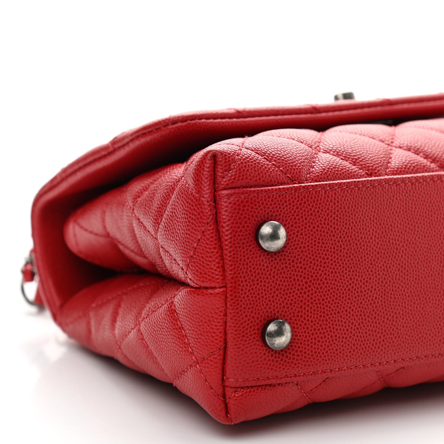 Caviar Quilted Mini Coco Handle Flap Dark Red