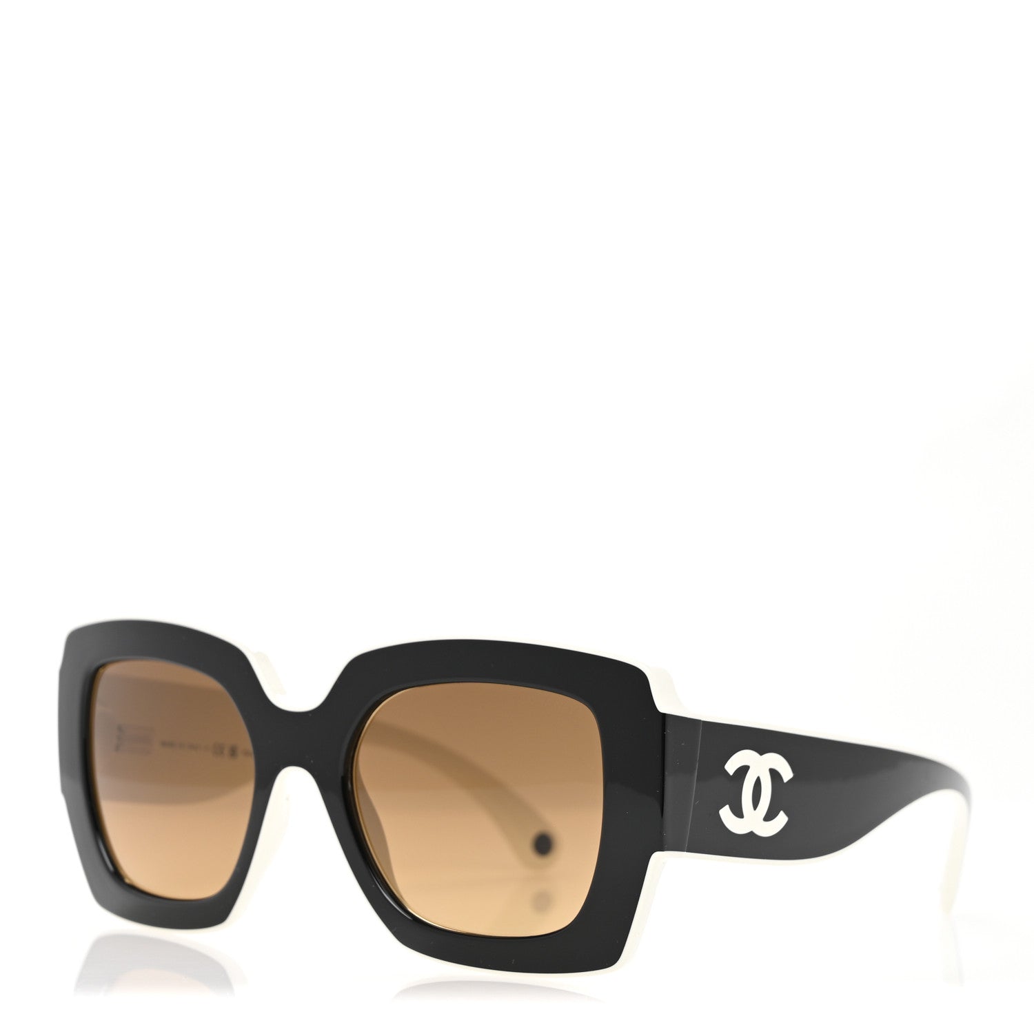 Chanel Acetate Square Sunglasses 6059 Black White 1 of 8