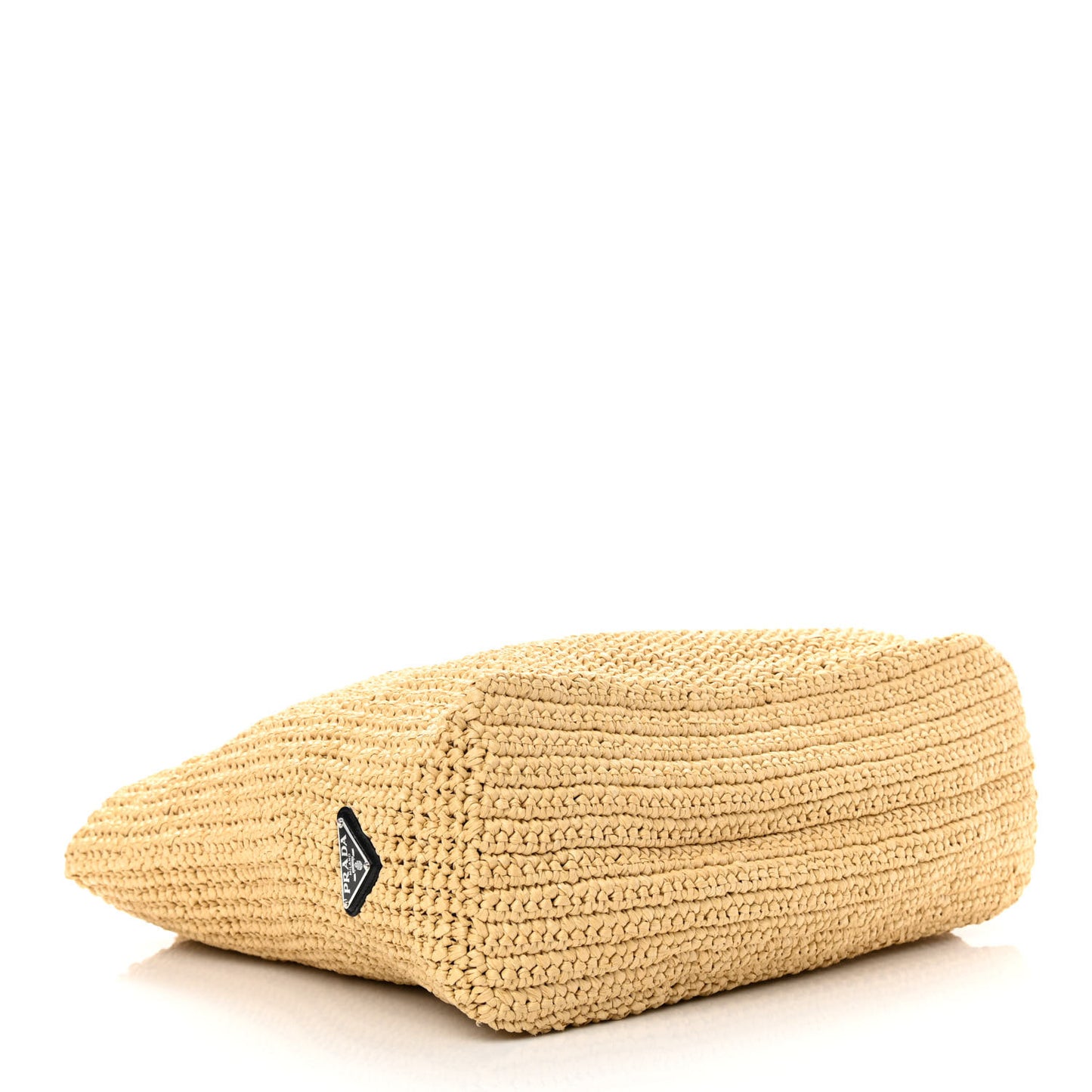 Yarn Raffia Effect Crochet Embroidered Logo Tote Naturale