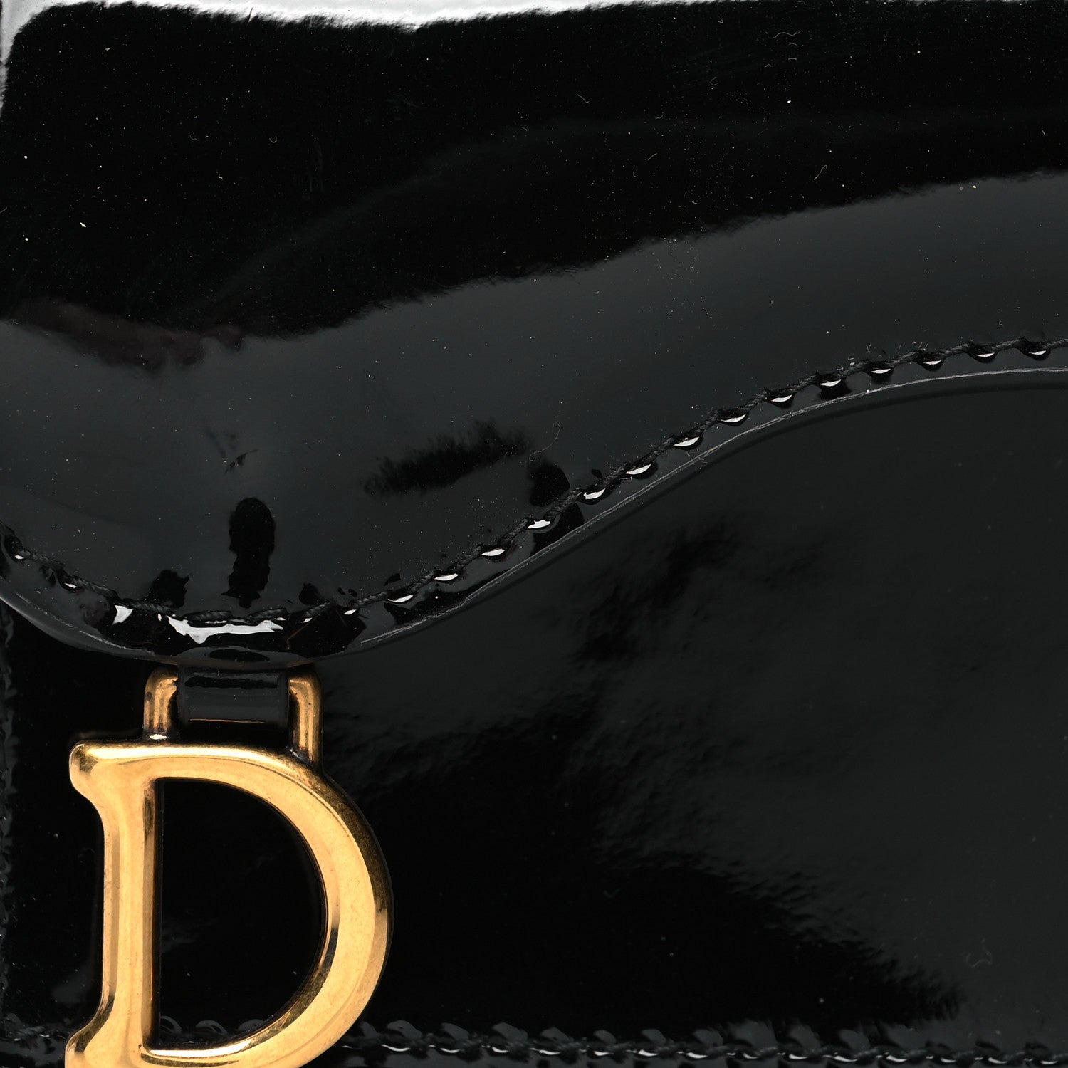 Christian Dior Patent Calfskin Saddle Card Holder Black 8 of 10