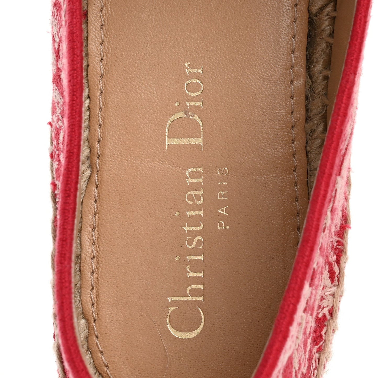 Embroidered Toile De Jouy Granville Espadrille 38.5 Raspberry
