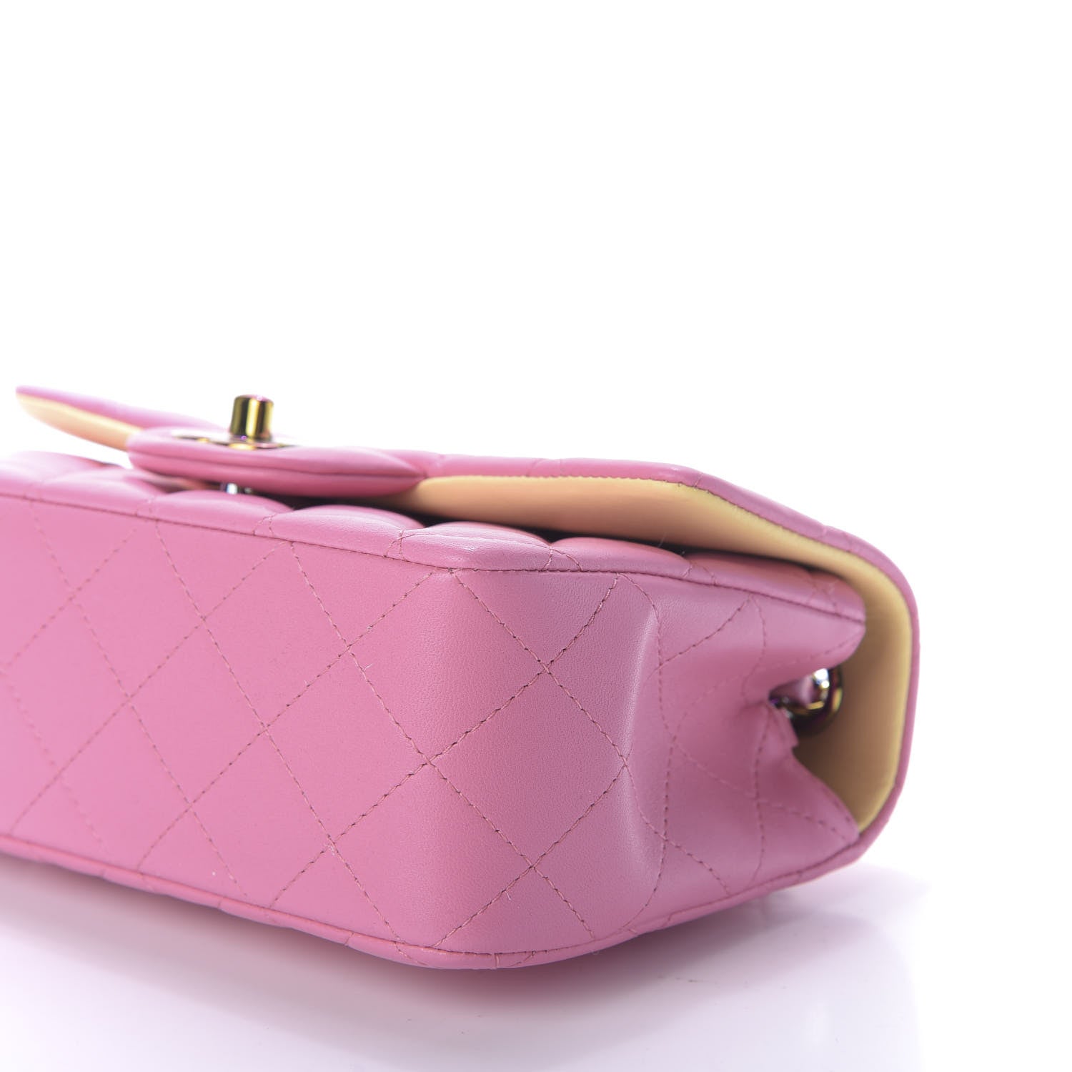 Chanel Lambskin Quilted Mini Rectangular Flap Pink Yellow 7 of 9