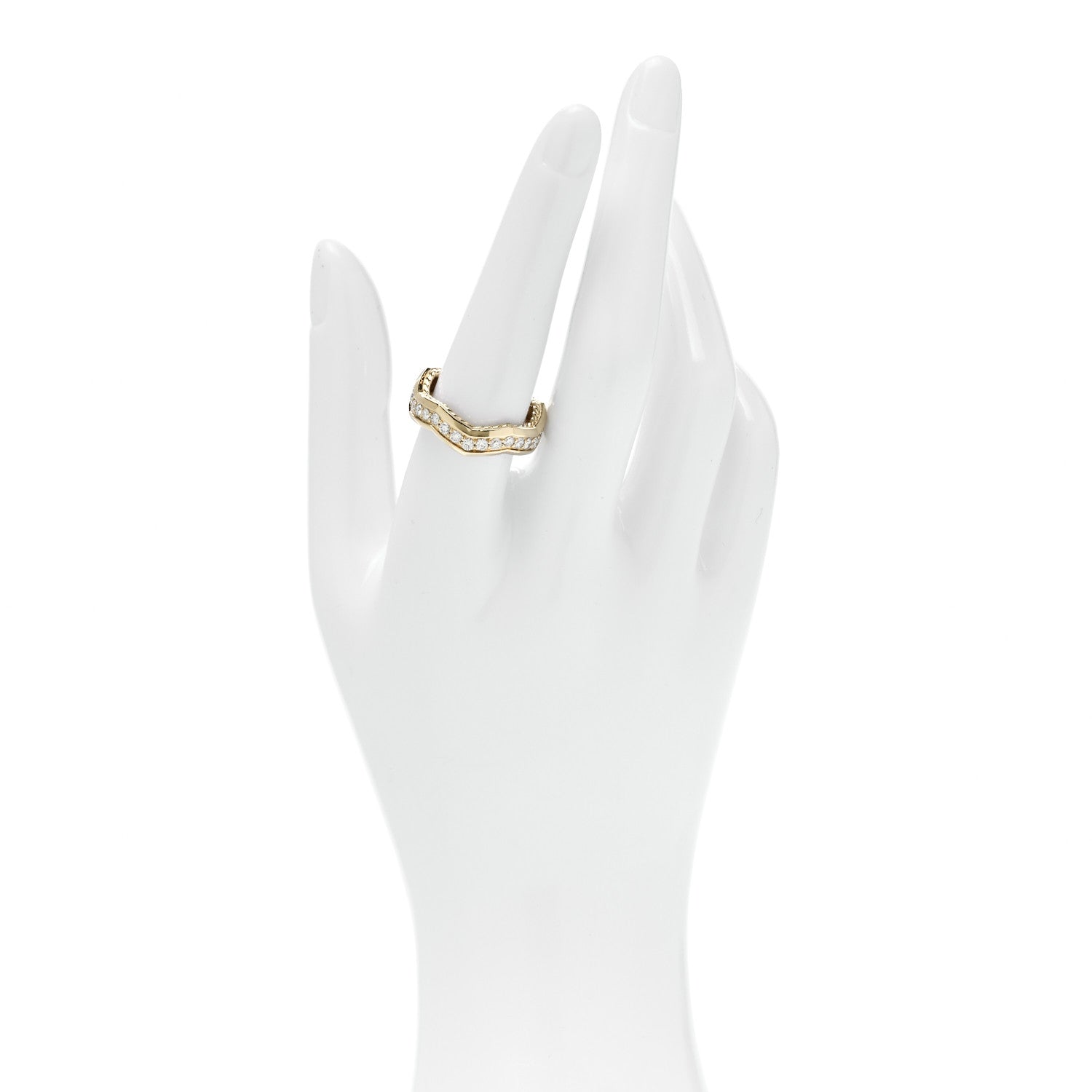 David Yurman 18K Yellow Gold Diamond 5mm Zig Zag Stax Ring 56 7.75 2 of 5