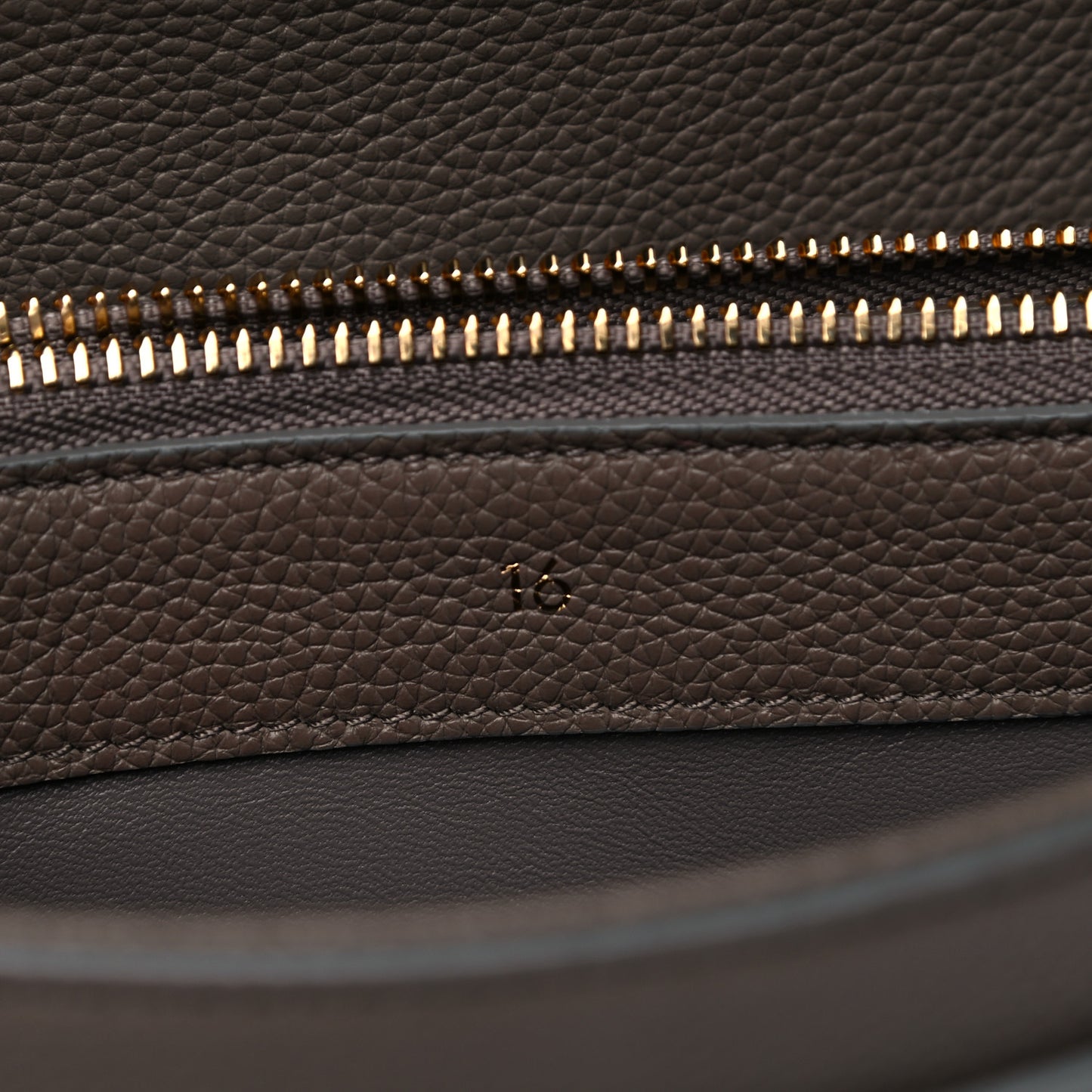 Grained Calfskin Small 16 Top Handle Bag Pebble