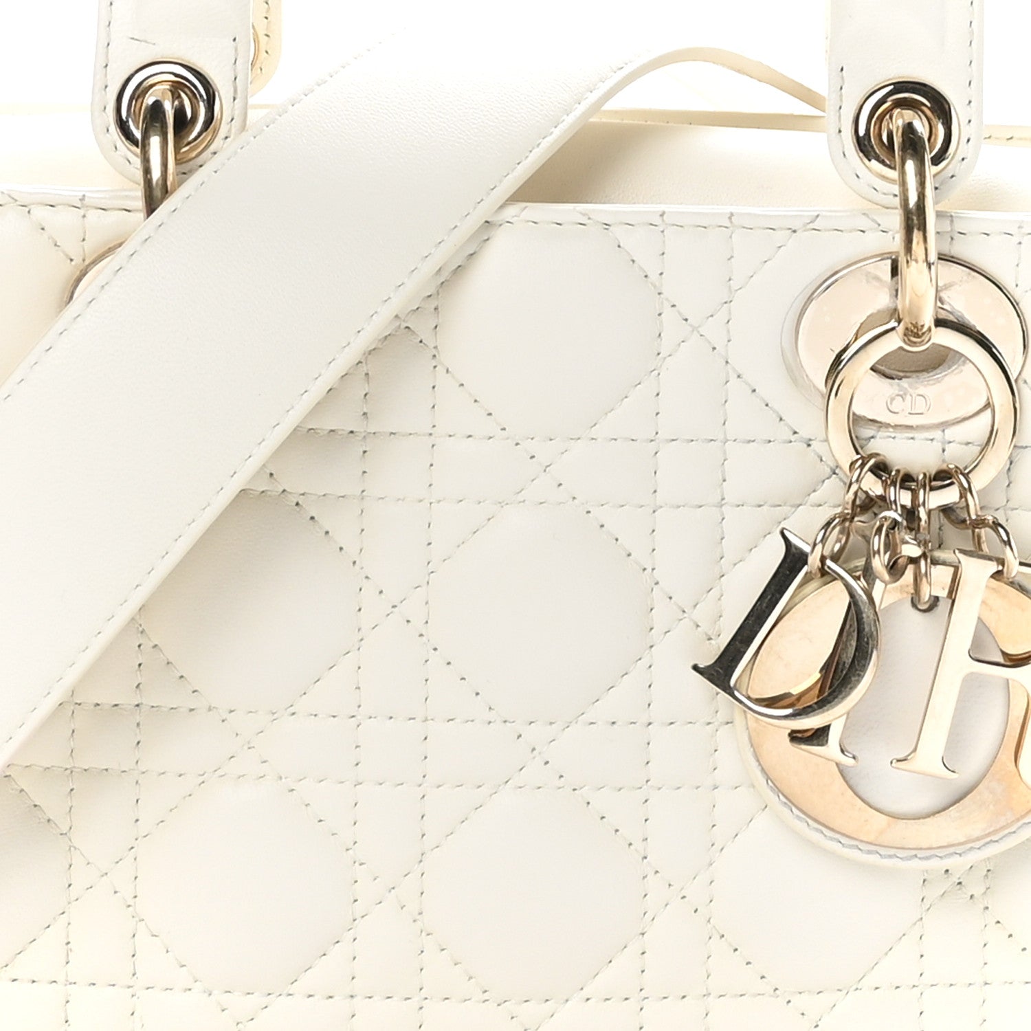 Christian Dior Lambskin Cannage Small My ABCDior Lady Dior White 8 of 11