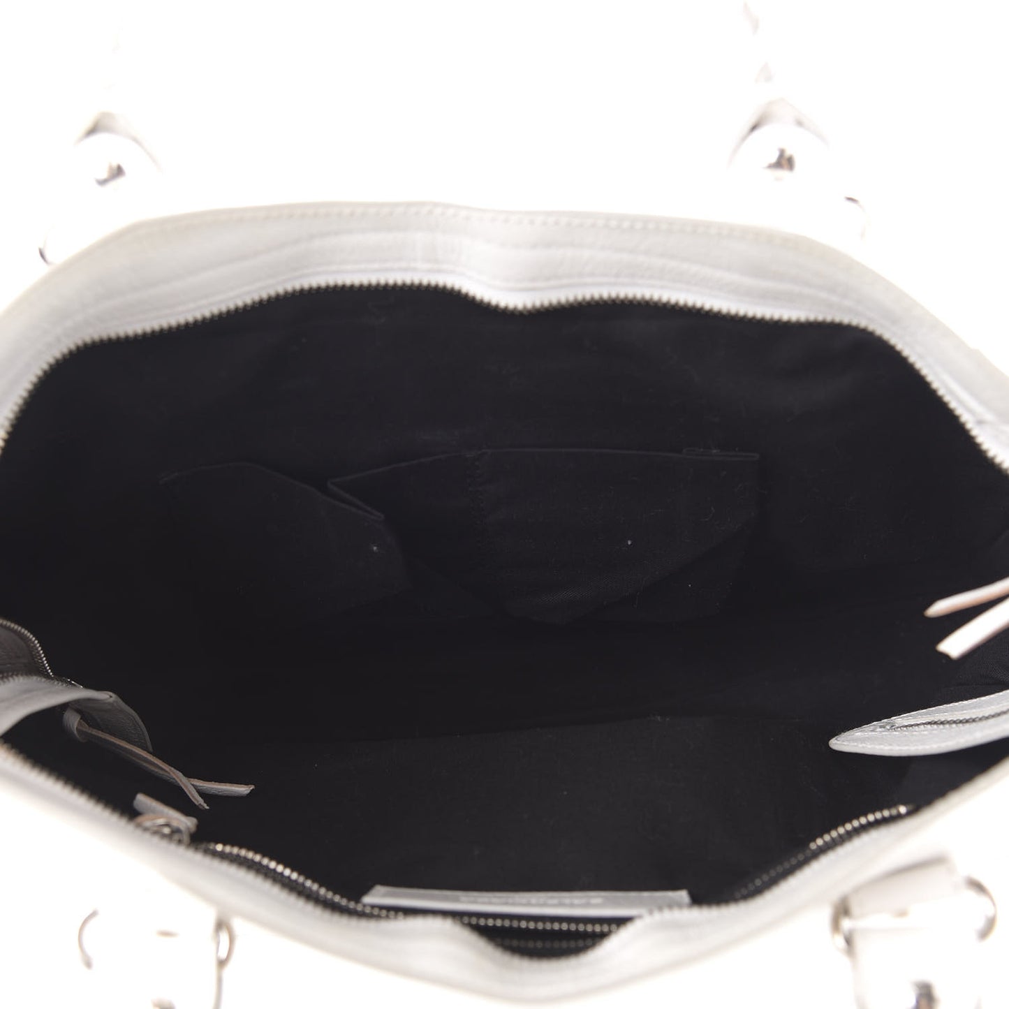 Chevre Silver Metallic Edge Hardware City White