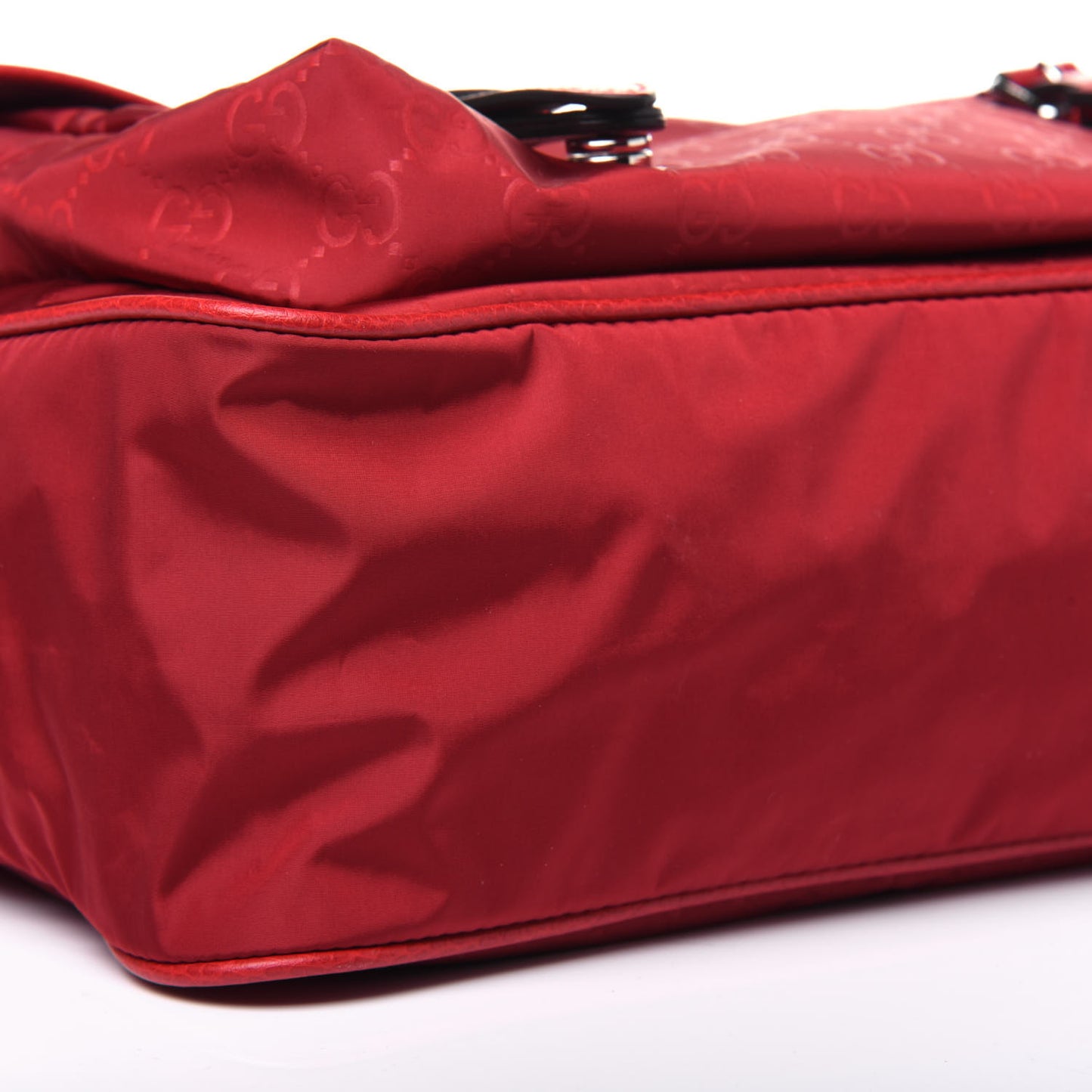 Nylon Monogram Double Buckle Flap Messenger Bag Vibrant Red