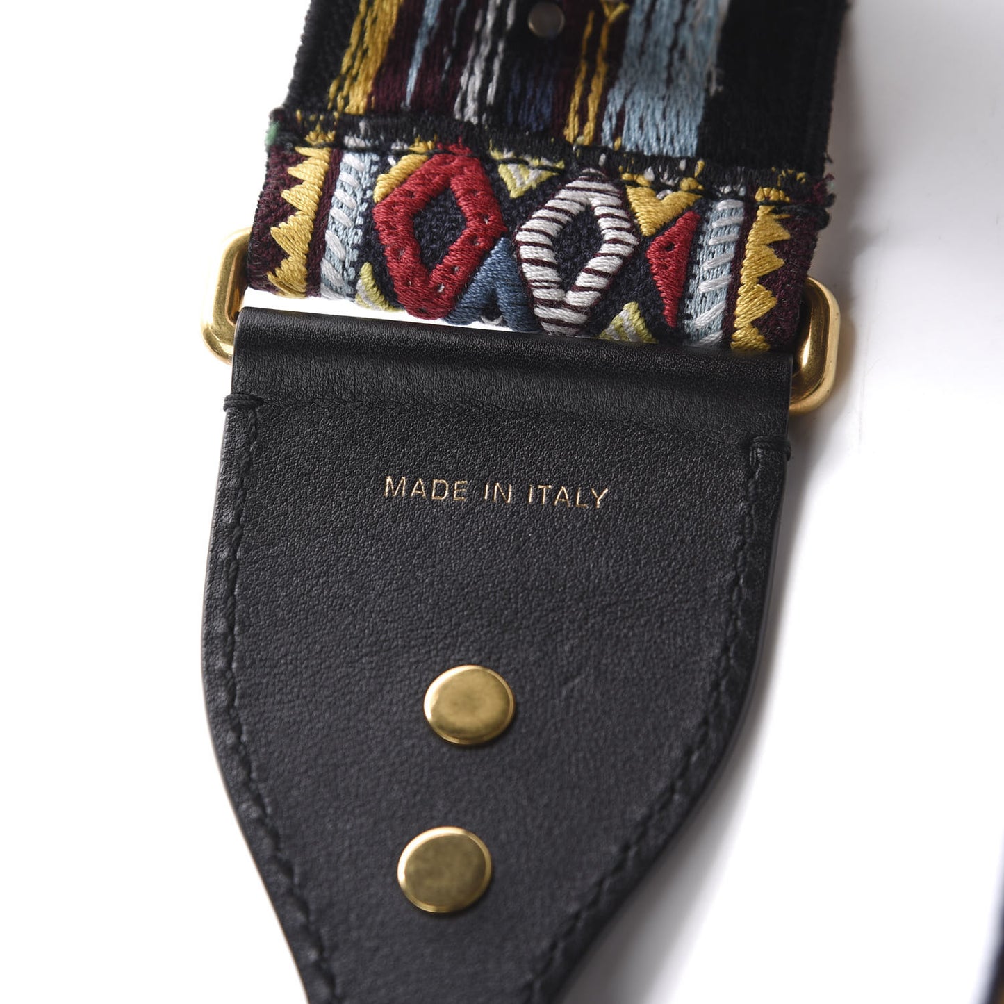 Canvas Embroidered Studded Shoulder Strap Black Multicolor