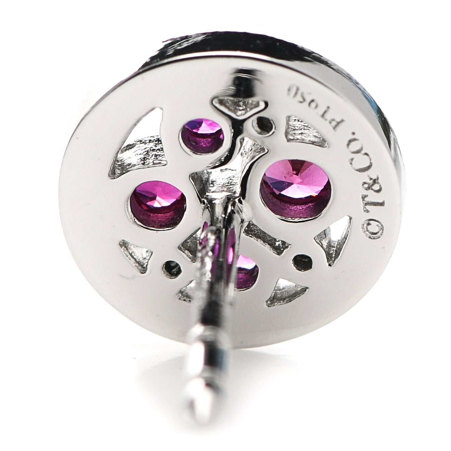 Platinum Diamond Ruby Cobblestone Stud Earrings