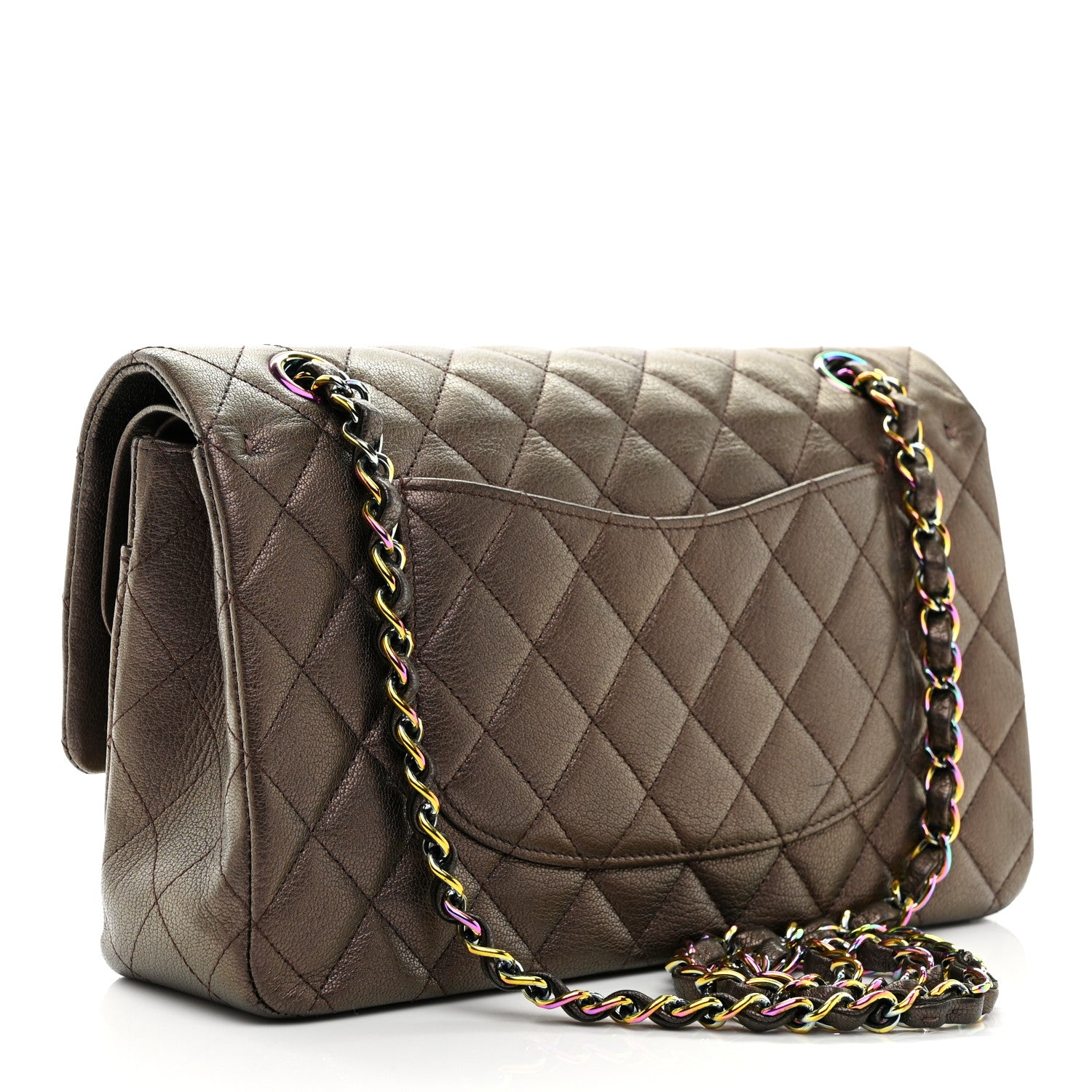 Chanel Iridescent Goatskin Quilted Medium Double Flap Bronze 3 of 10