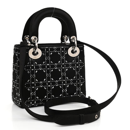 Christian Dior Satin Crystal Cannage Mini Lady Dior Black 2 of 9