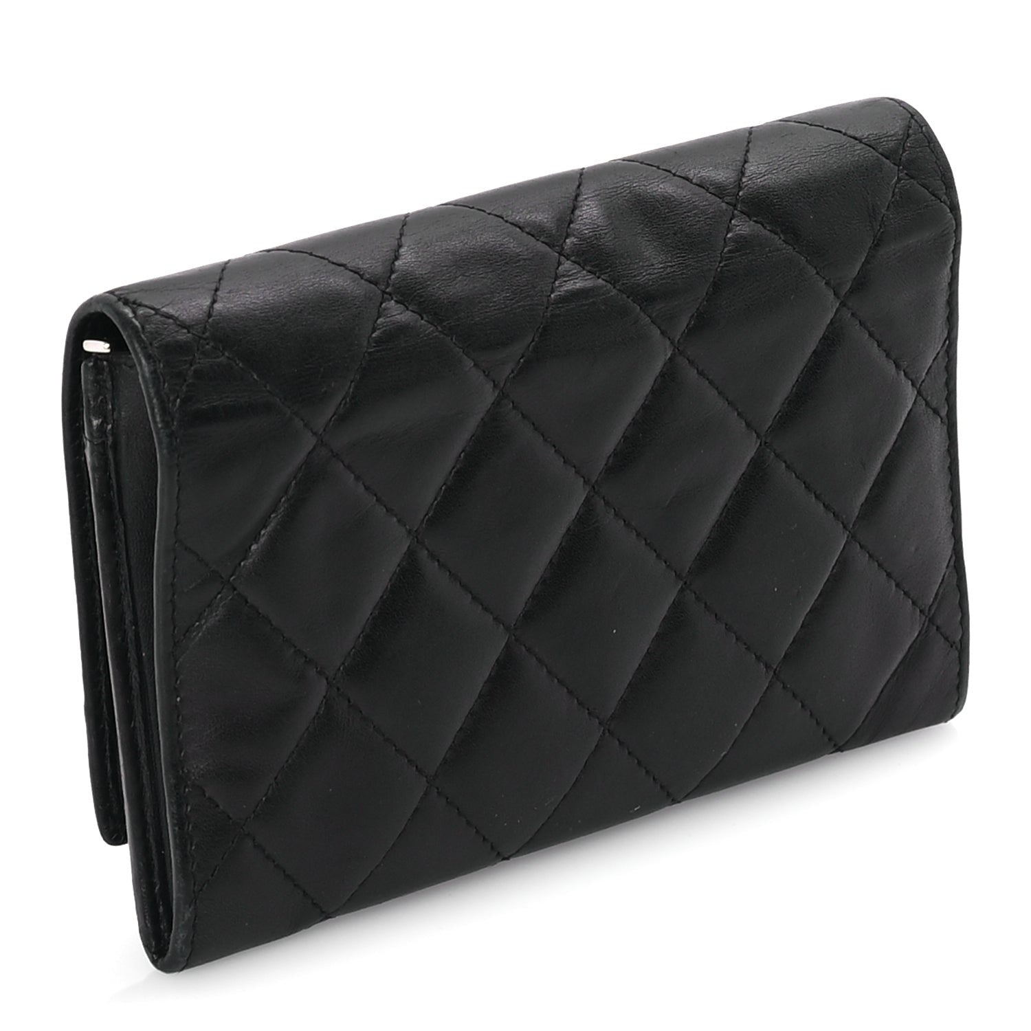 Chanel Calfskin Quilted Cambon Flap Wallet Black White 4 of 7
