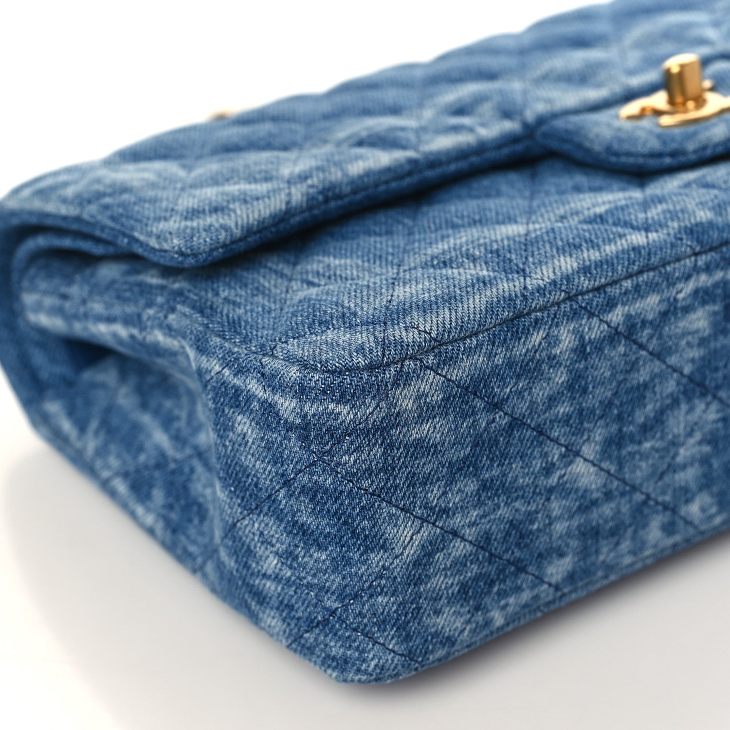 Chanel Denim Quilted Medium Double Flap Blue 8 of 10