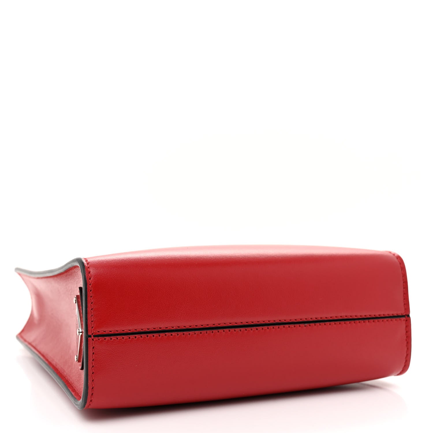 Prada Soft Calfskin Triangle Logo Embossed Small Double Handle Crossbody Tote Rosso 4 of 10