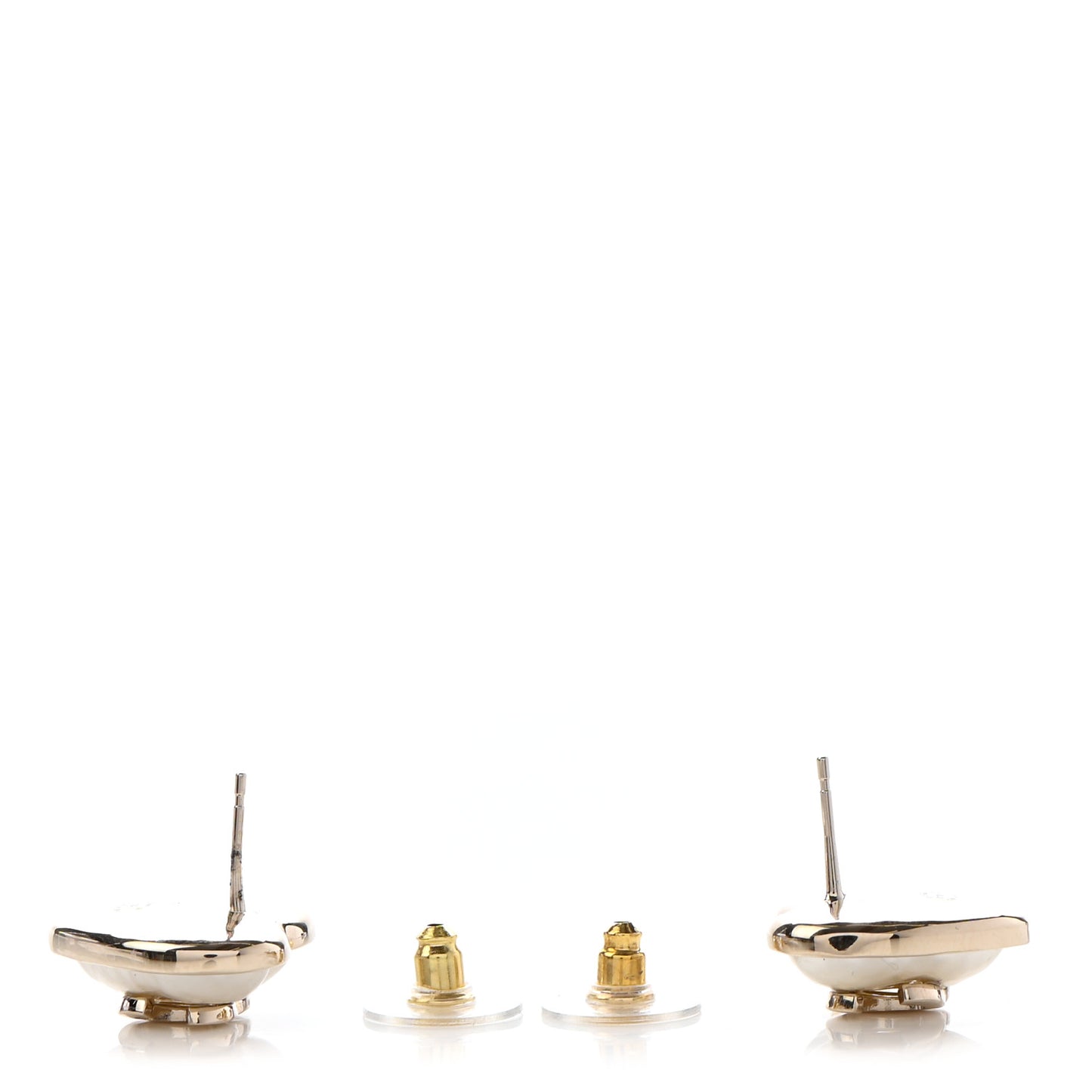 Pearl CC Heart Earrings Gold