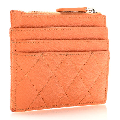 Chanel Caviar Flashy CC Zip Card Holder Orange Pink 3 of 12