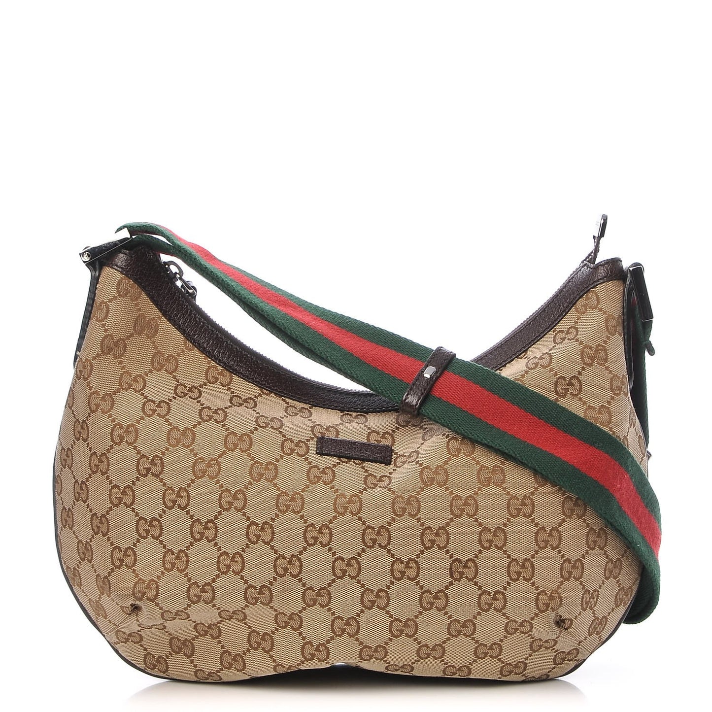 Monogram Web Medium Half Moon Hobo Dark Brown