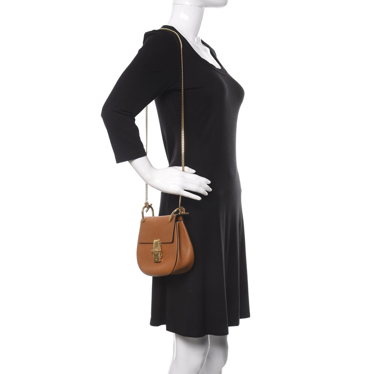 Grained Lambskin Drew Shoulder Bag Caramel