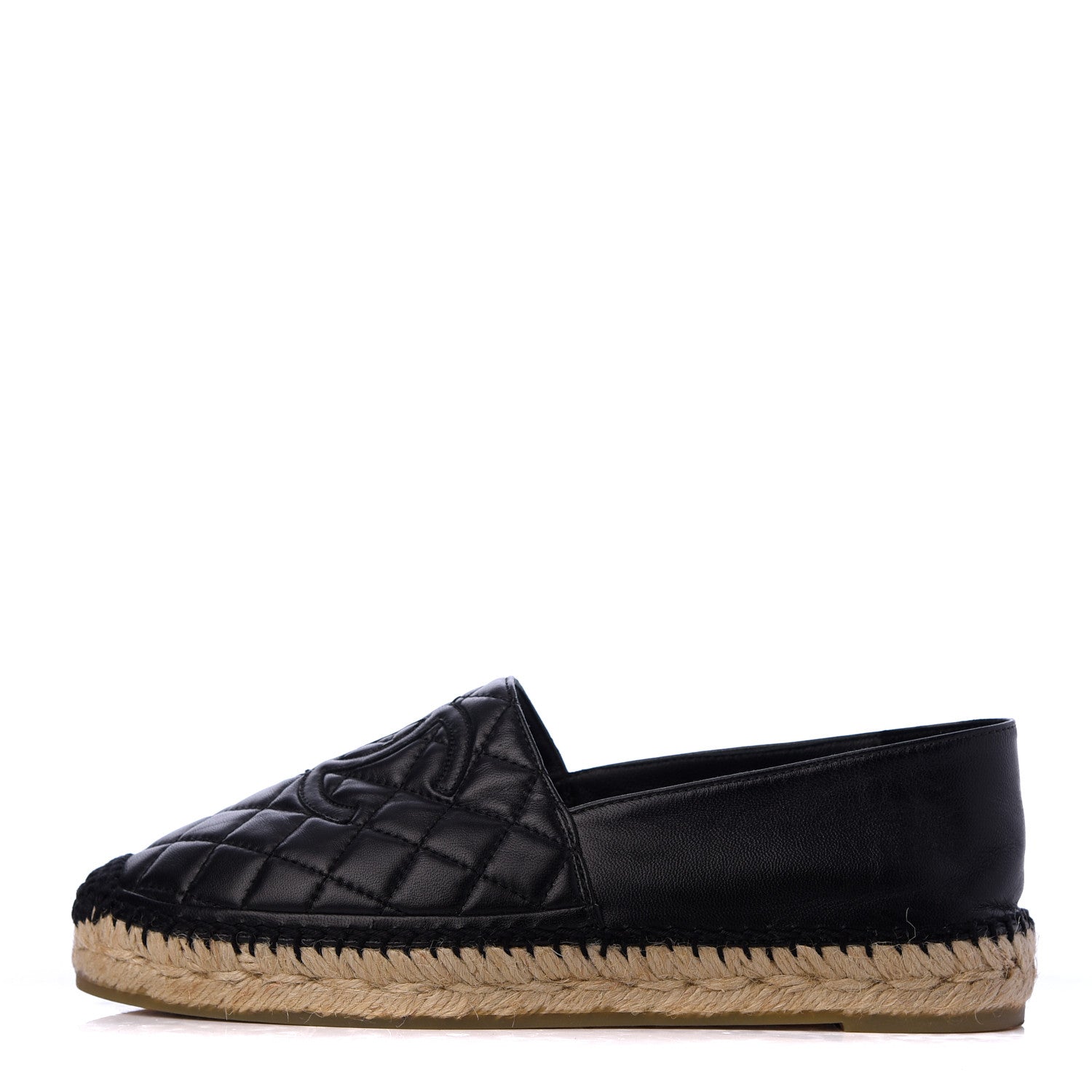 Chanel Lambskin Quilted CC Espadrilles 38 Black 1 of 17