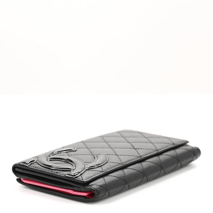Chanel Calfskin Quilted Cambon Long Double Wallet Black 4 of 7