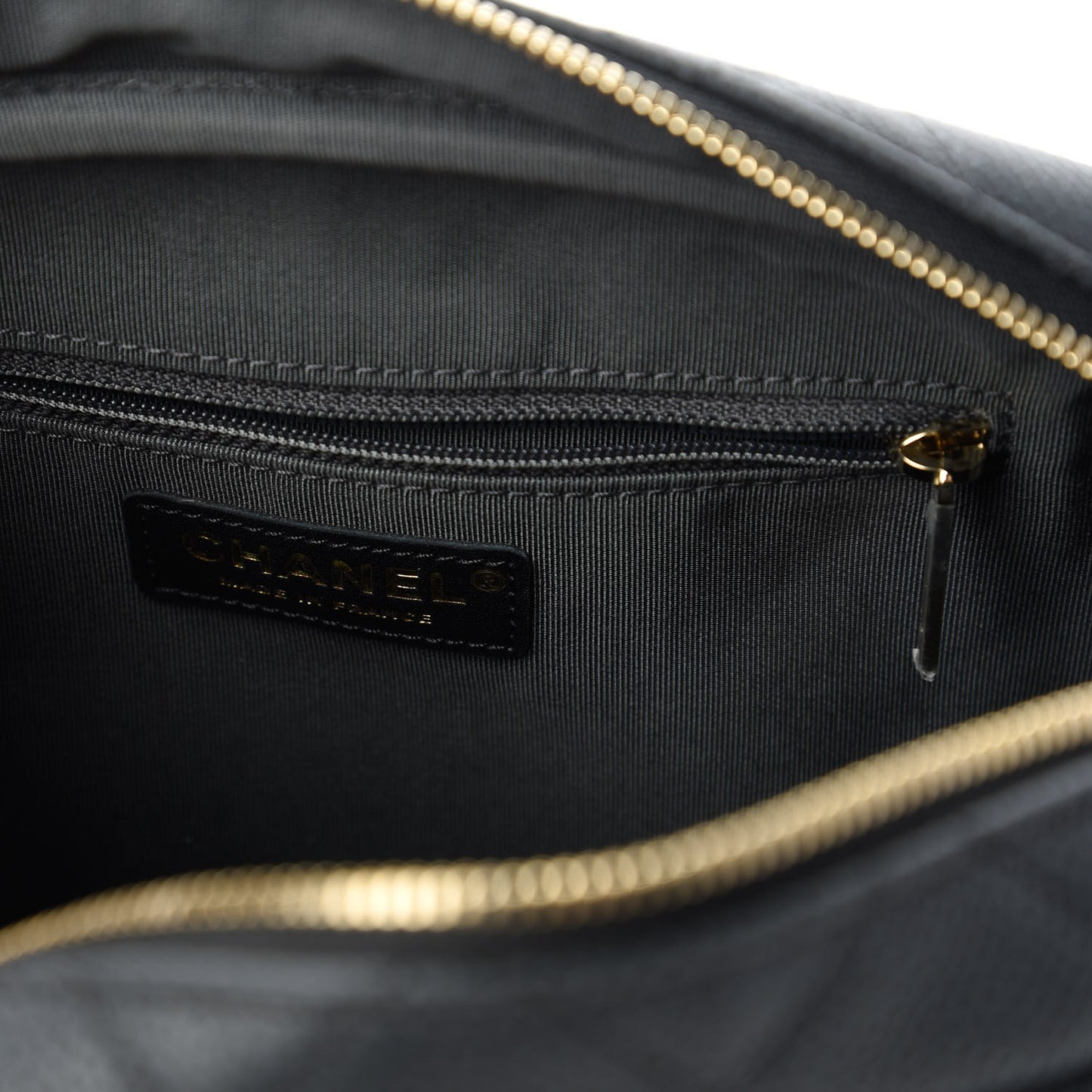 Iridescent Caviar Quilted Small Coco Tassel Camera Case Black