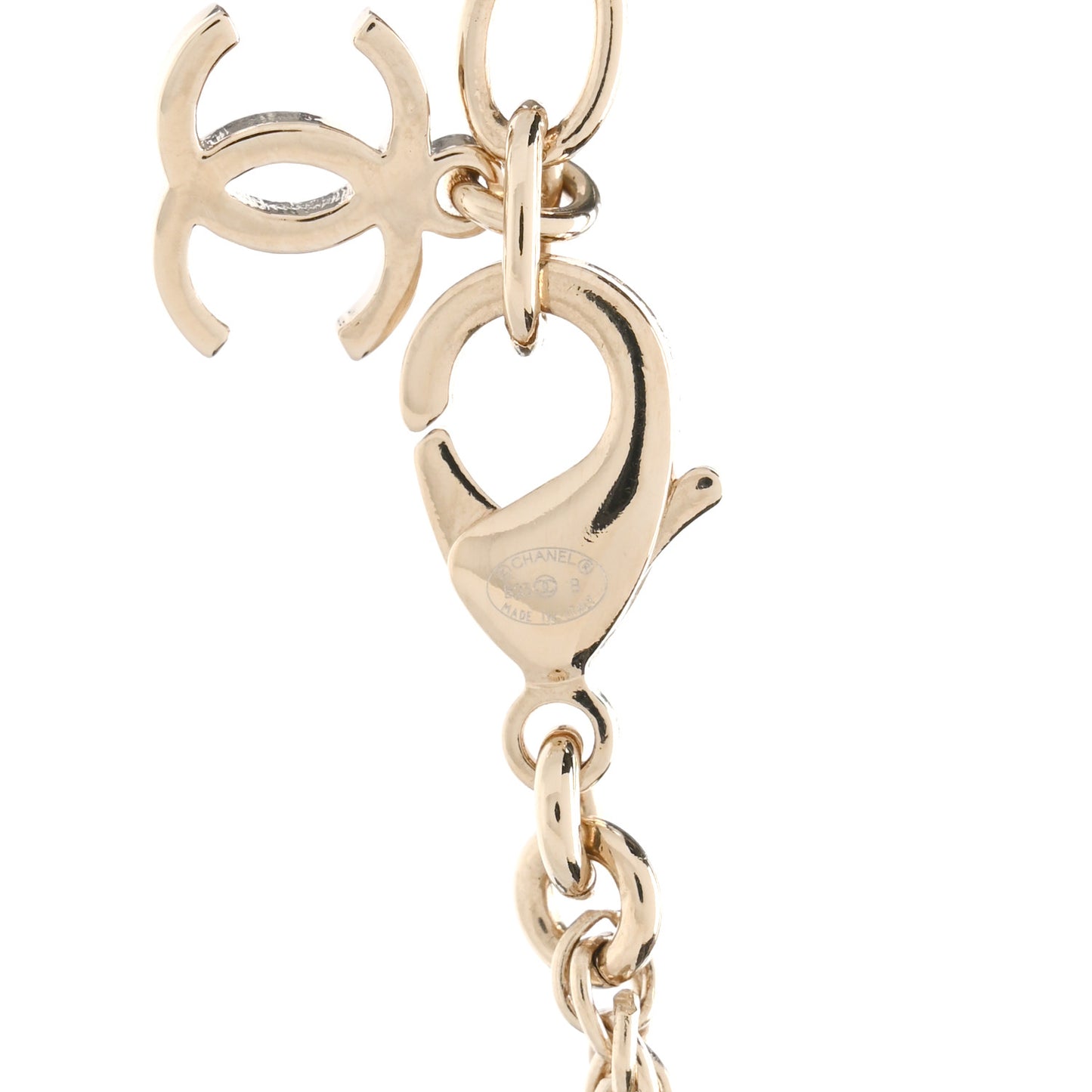 Metal Crystal CC Chain Belt Gold