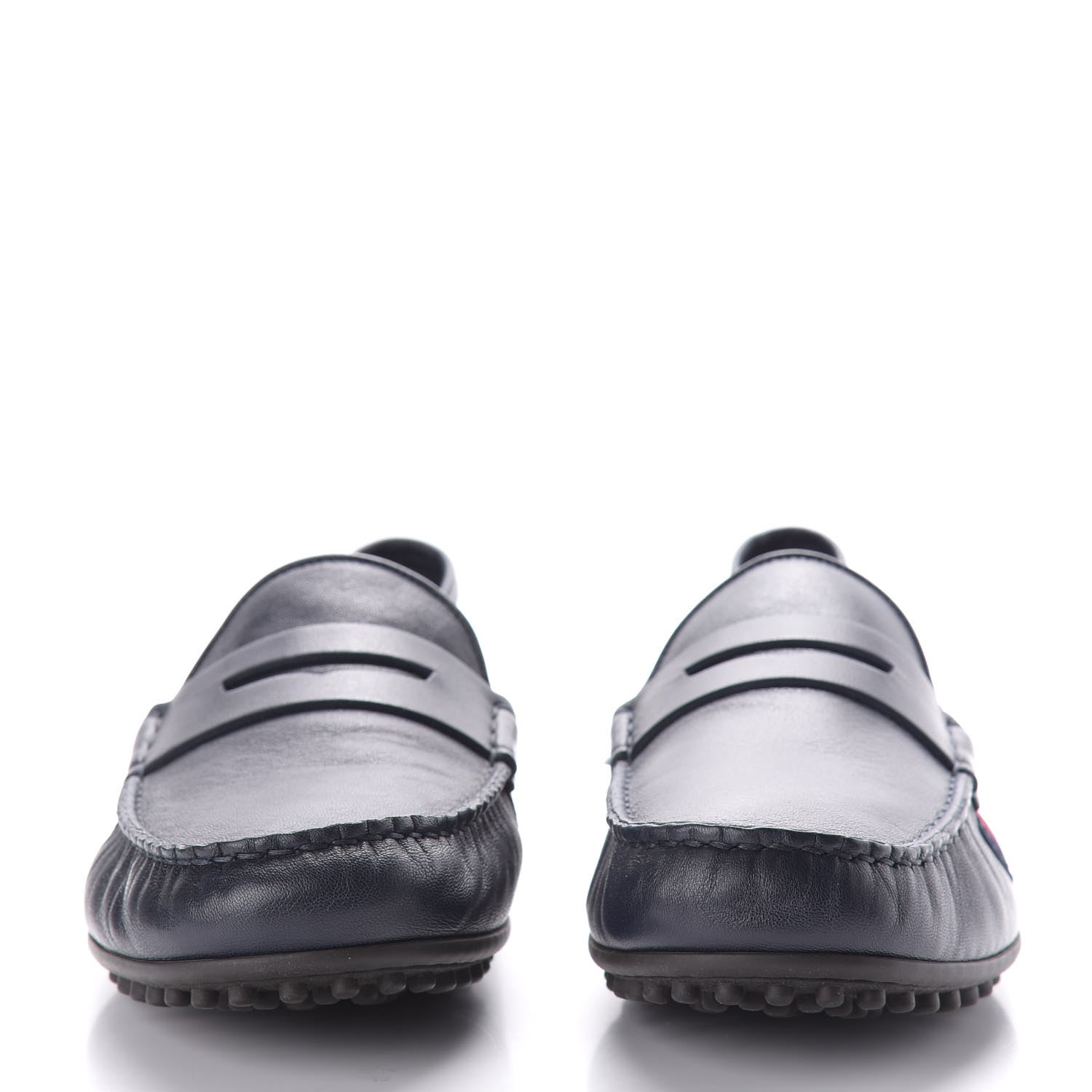 Gucci Nappa Web Mens Kanye Driver Loafers 8.5 Blue 2 of 11