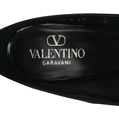 Valentino Garavani Patent Vlogo Plaque Ankle Strap 105mm Pumps 38 Black 7 of 9