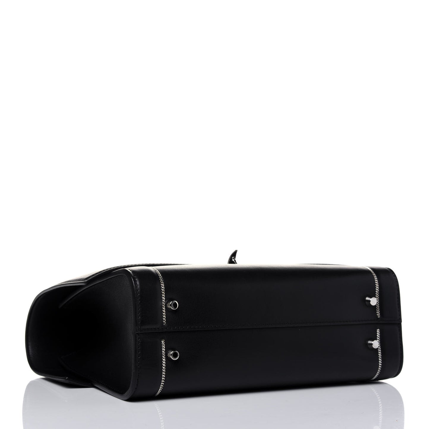 Grained Calfskin Chain Small Shark Lock Satchel Black