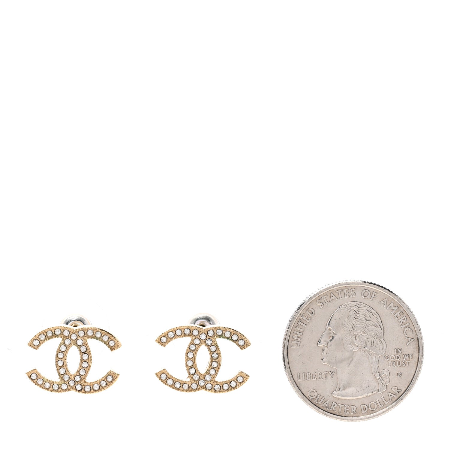 Chanel Crystal CC Earrings Gold 2 of 5