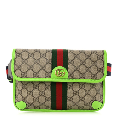 Gucci GG Supreme Monogram Web Small Ophidia Belt Bag Beige Ebony Electric Green 1 of 7