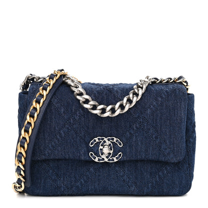 Chanel Denim Quilted Medium Chanel 19 Flap Blue 1 of 8
