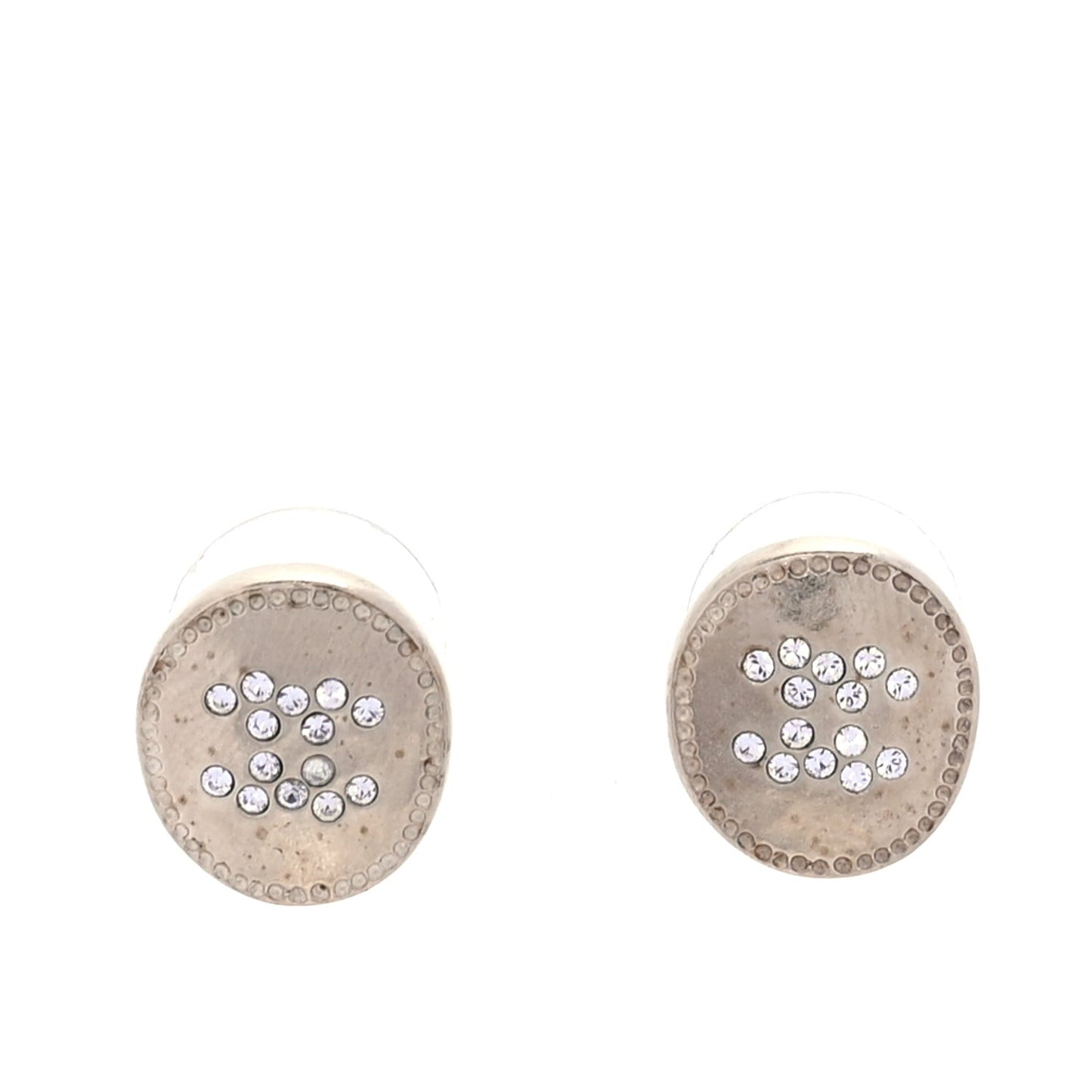Crystal CC Round Earrings  Gold