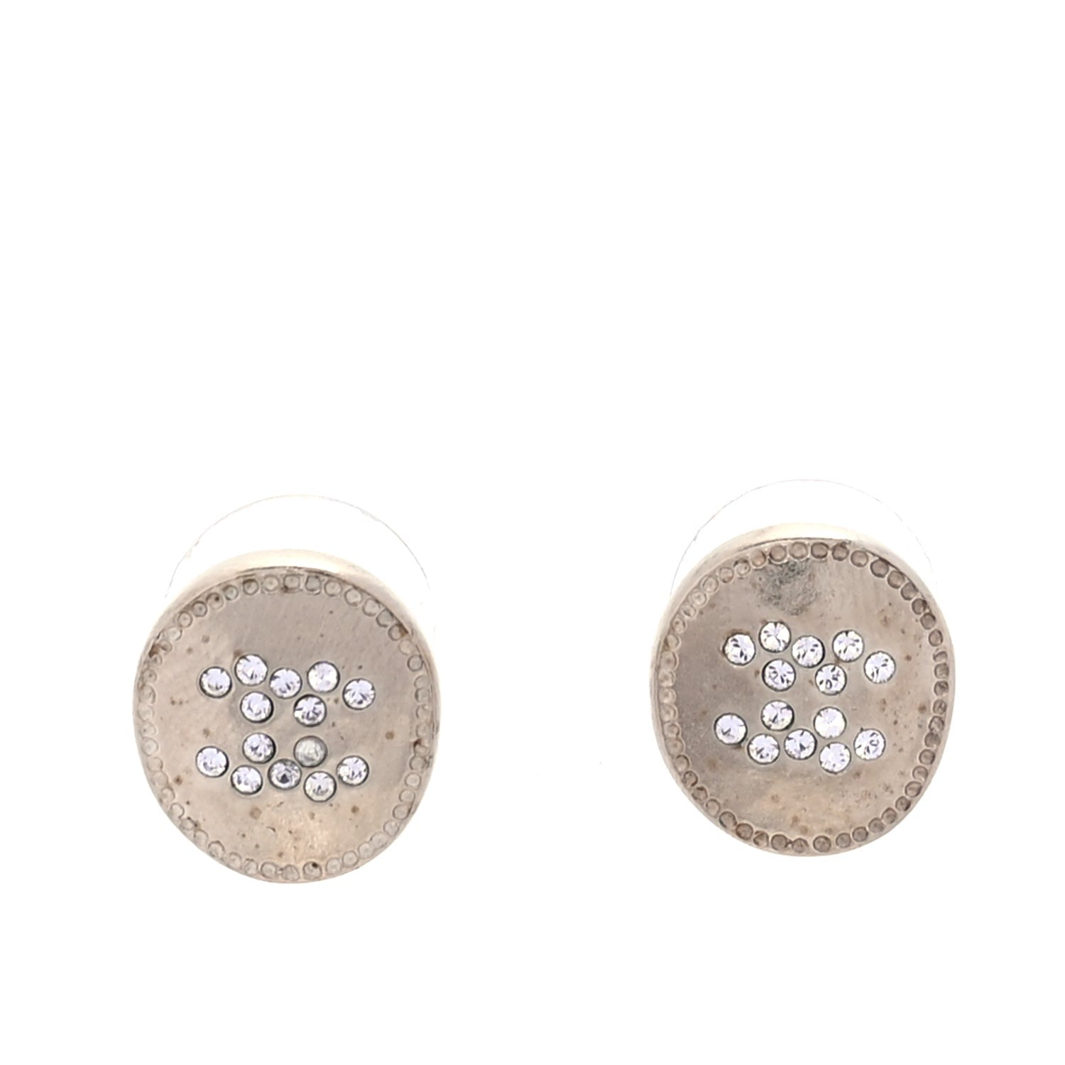 Chanel Crystal CC Round Earrings  Gold 1 of 5