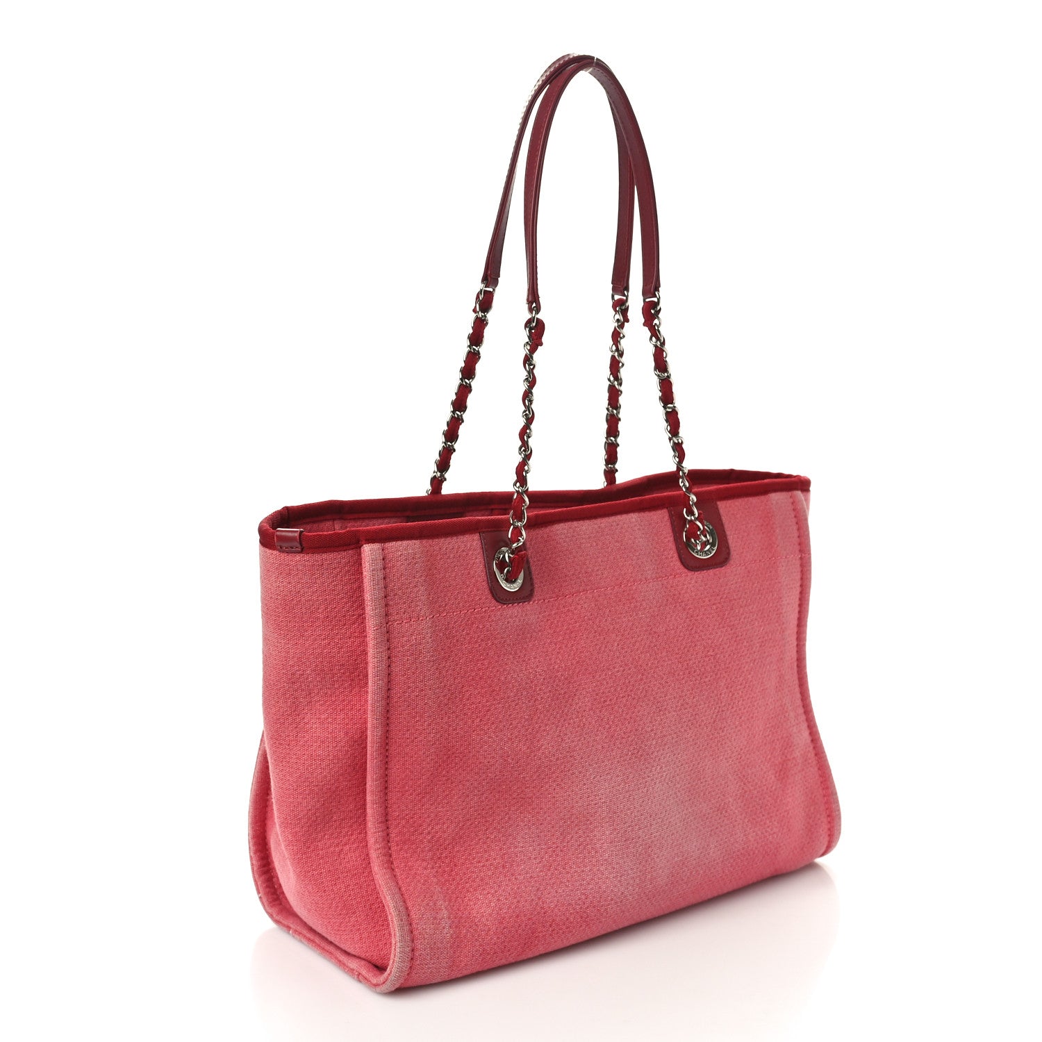 Chanel Canvas Small Deauville Tote Red 3 of 11