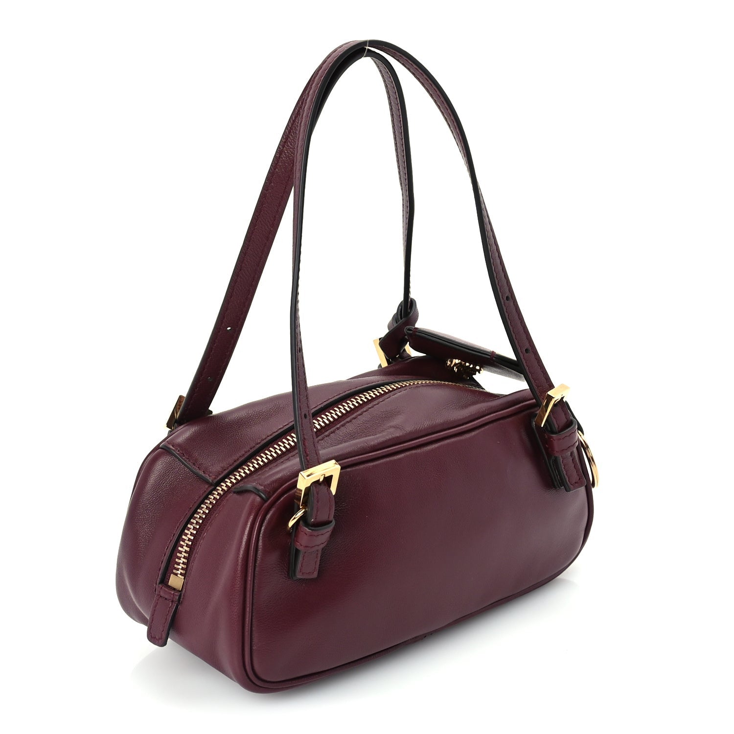 Versace Lambskin Mini Tag Bowling Bag Burgundy 2 of 8