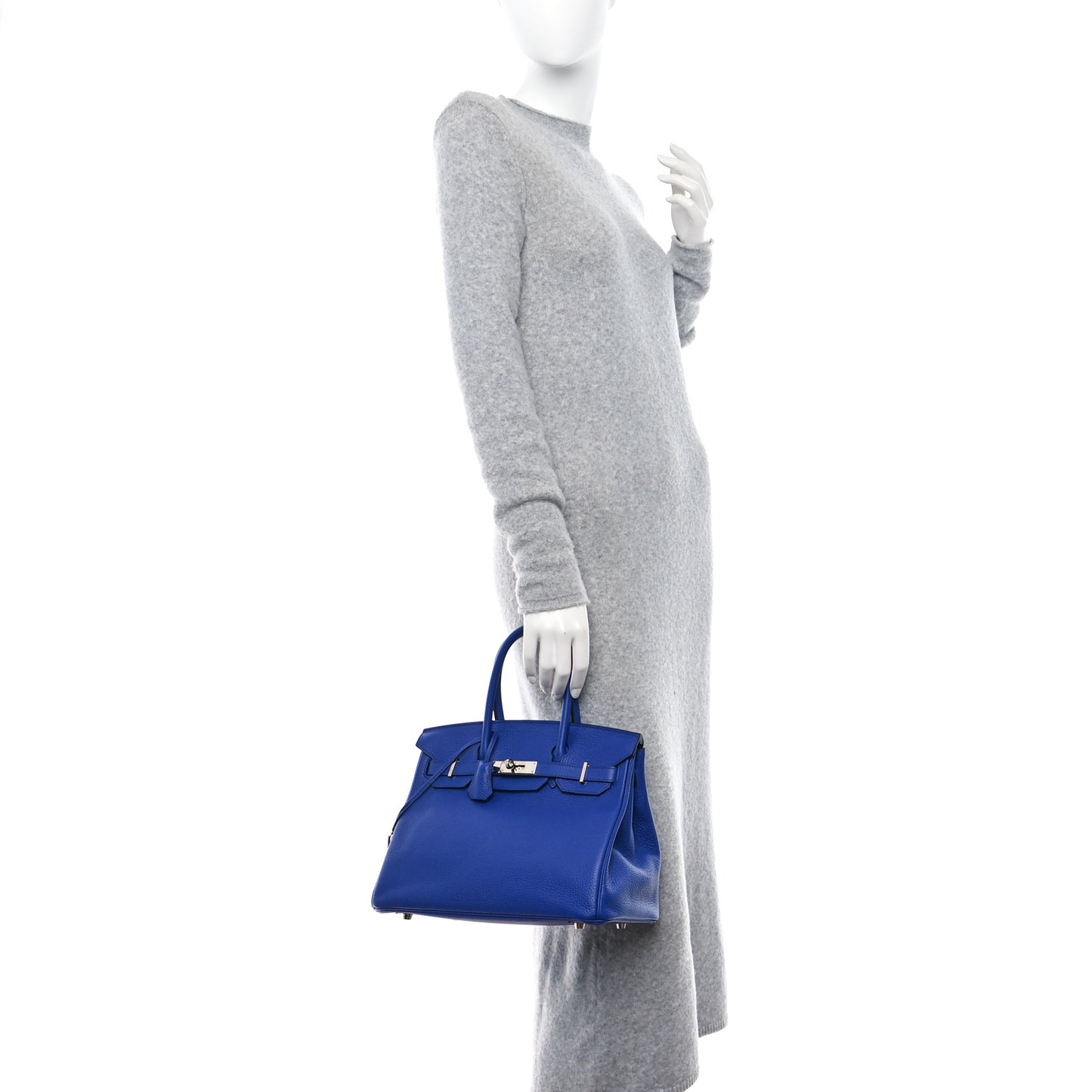 Taurillon Clemence Birkin 30 Bleu Electrique